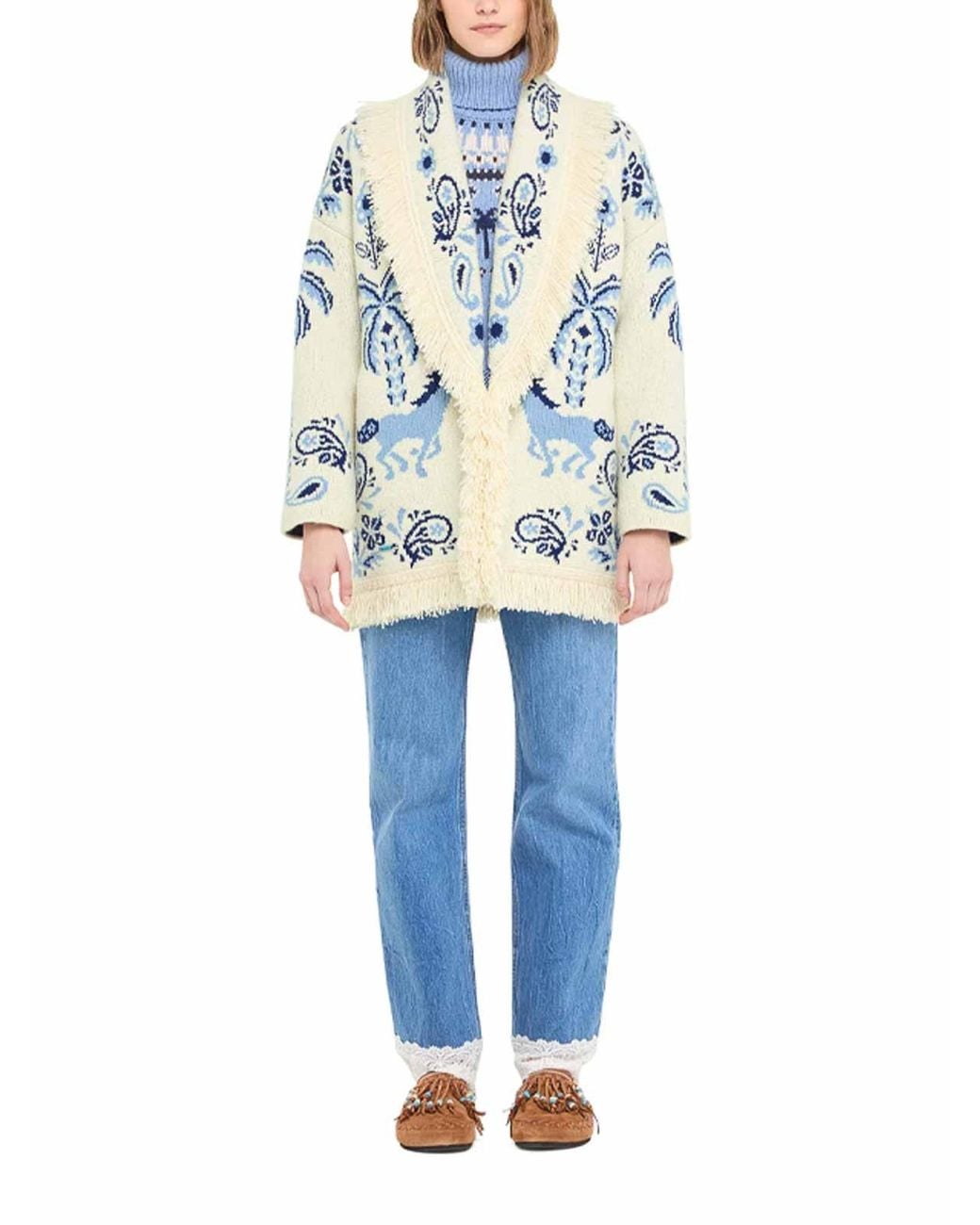 Alanui White 'Island Roots Foulard' Cardigan