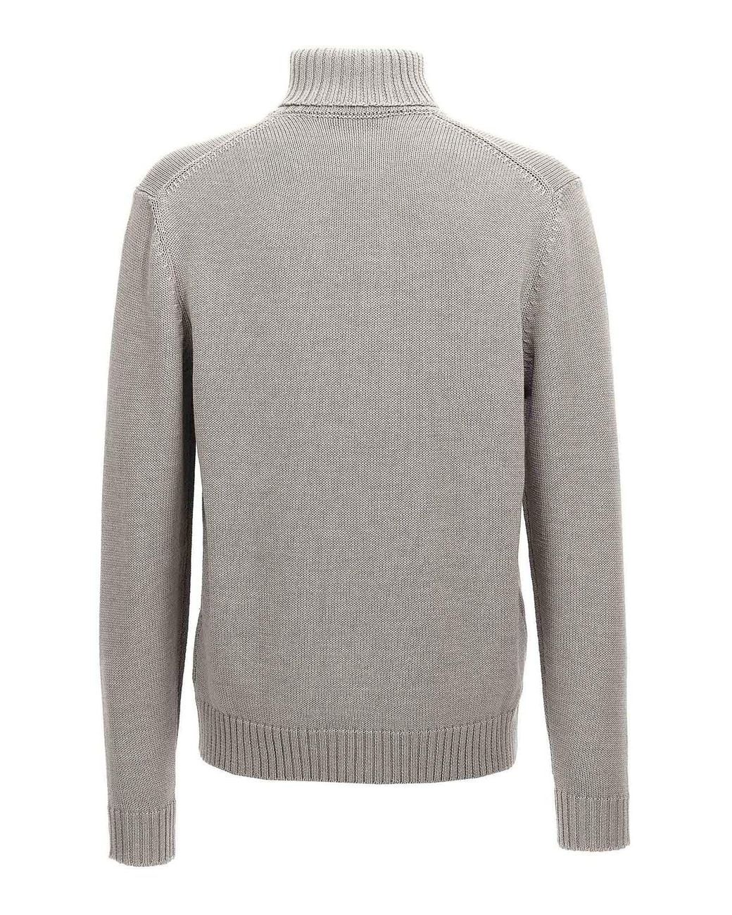 Zanone Gray Turtle-Neck Sweater for men