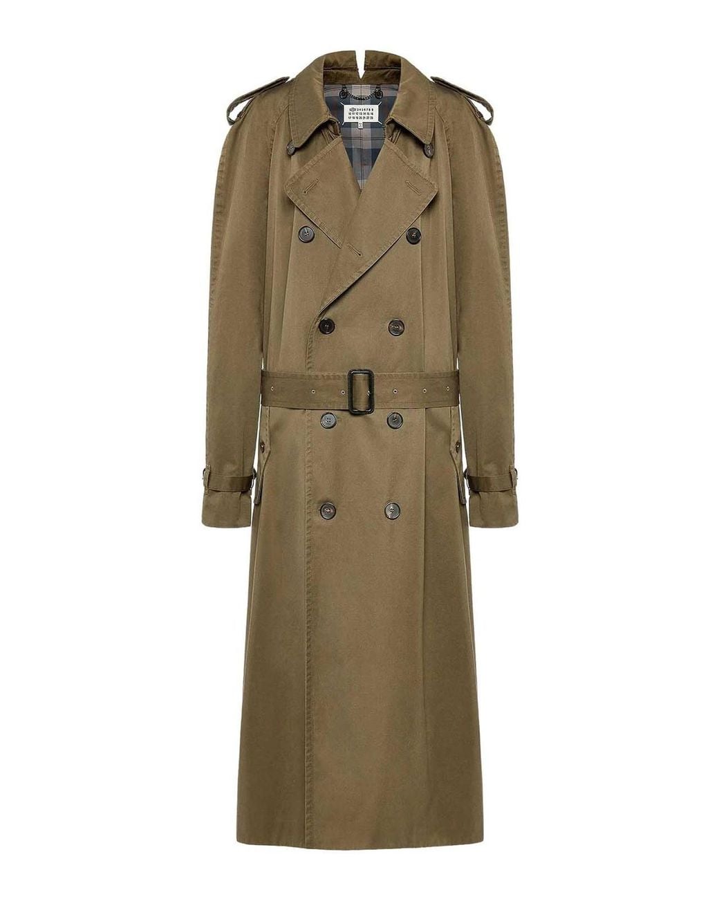 Maison Margiela Natural Long Double-Breasted Cotton Trench Coat