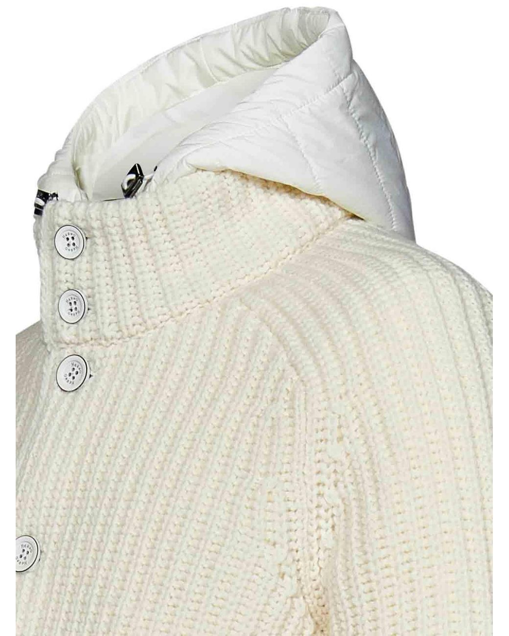 Herno White Wool Knit Cardigan for men