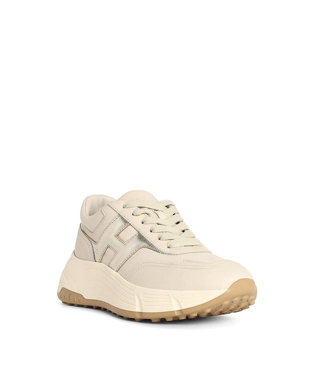 Hogan White Hi-Fi Ivory Leather Sneakers
