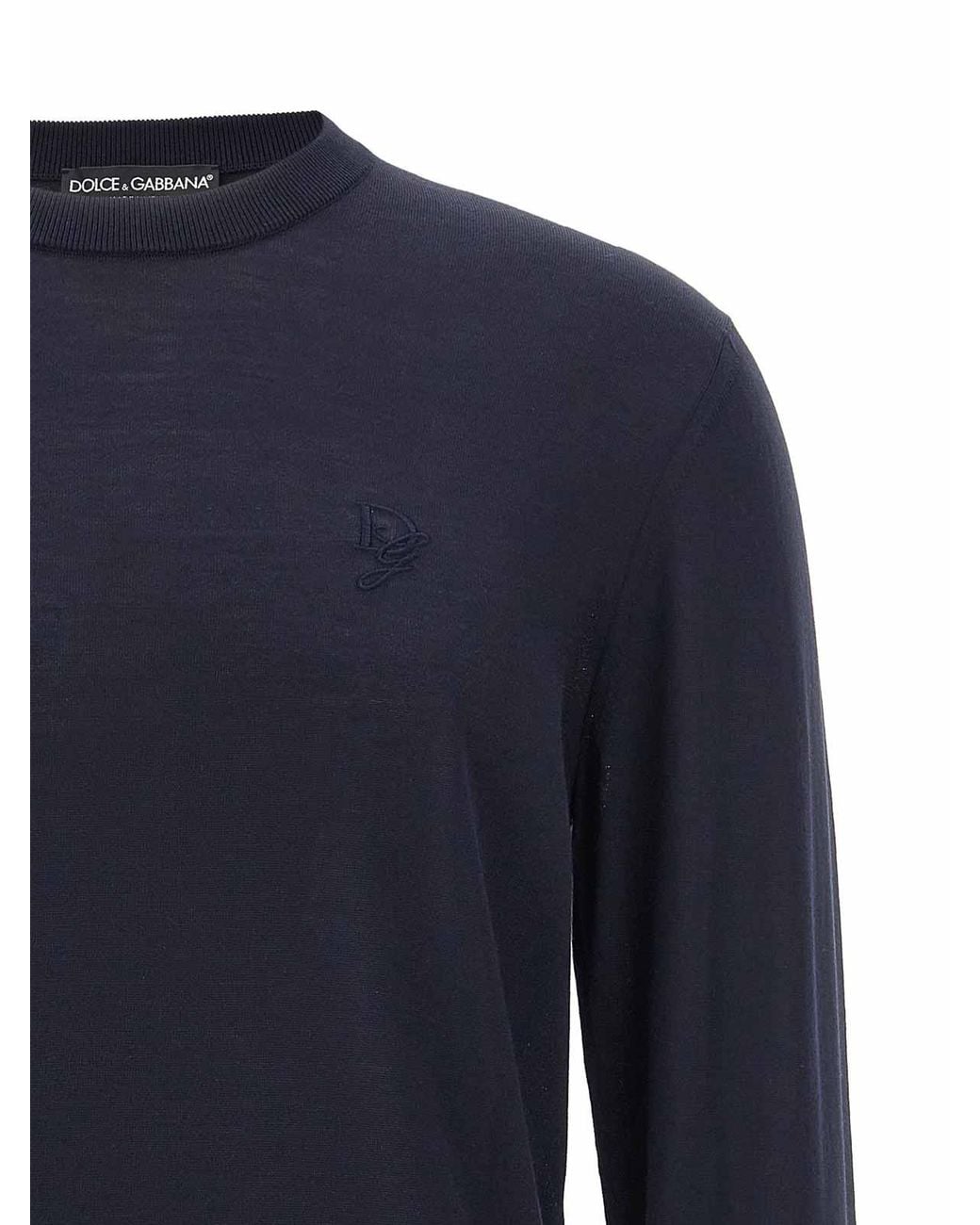 Dolce & Gabbana Blue Logo Embroidery Sweater for men