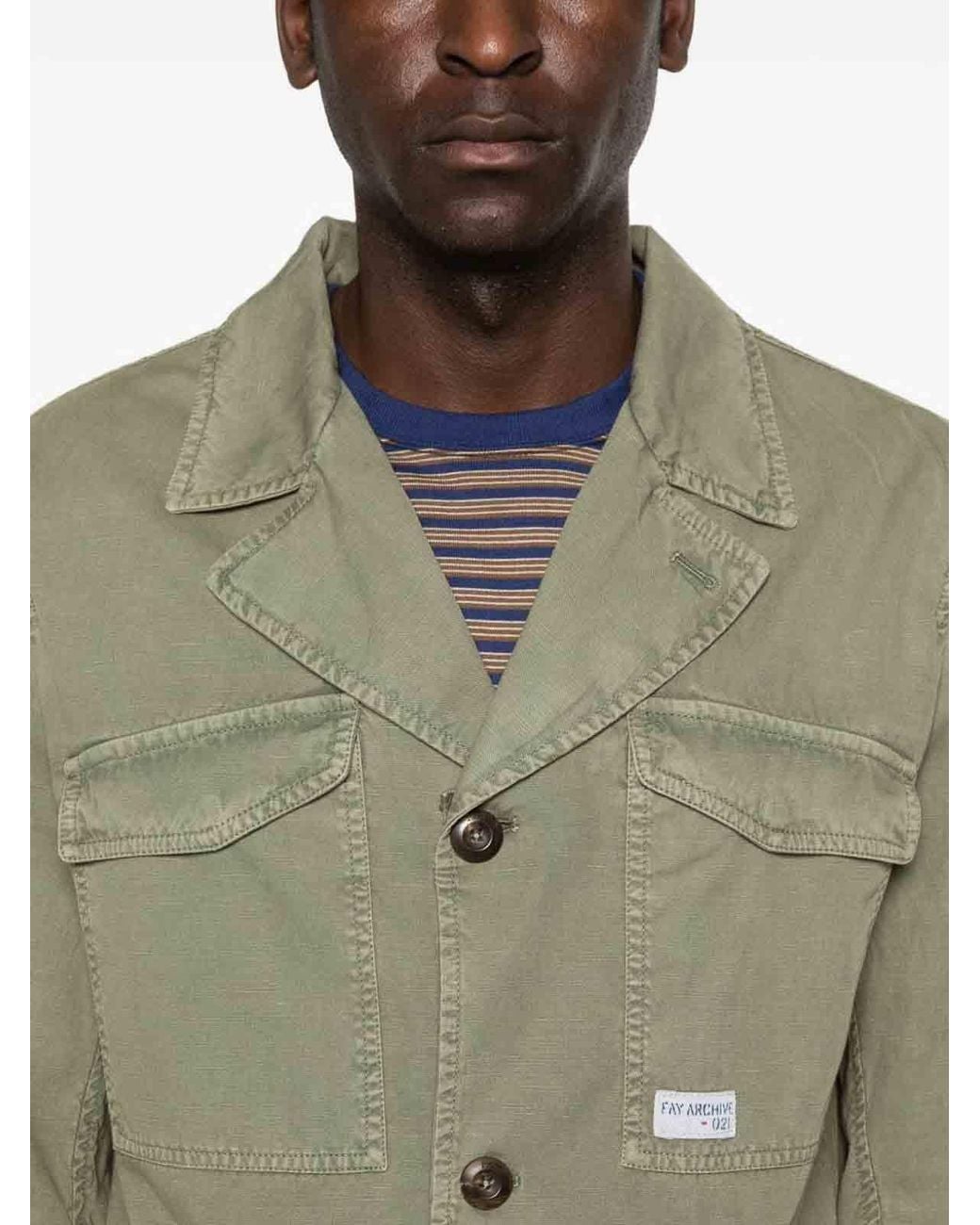 Fay Green Jacket With Logo Patch for men