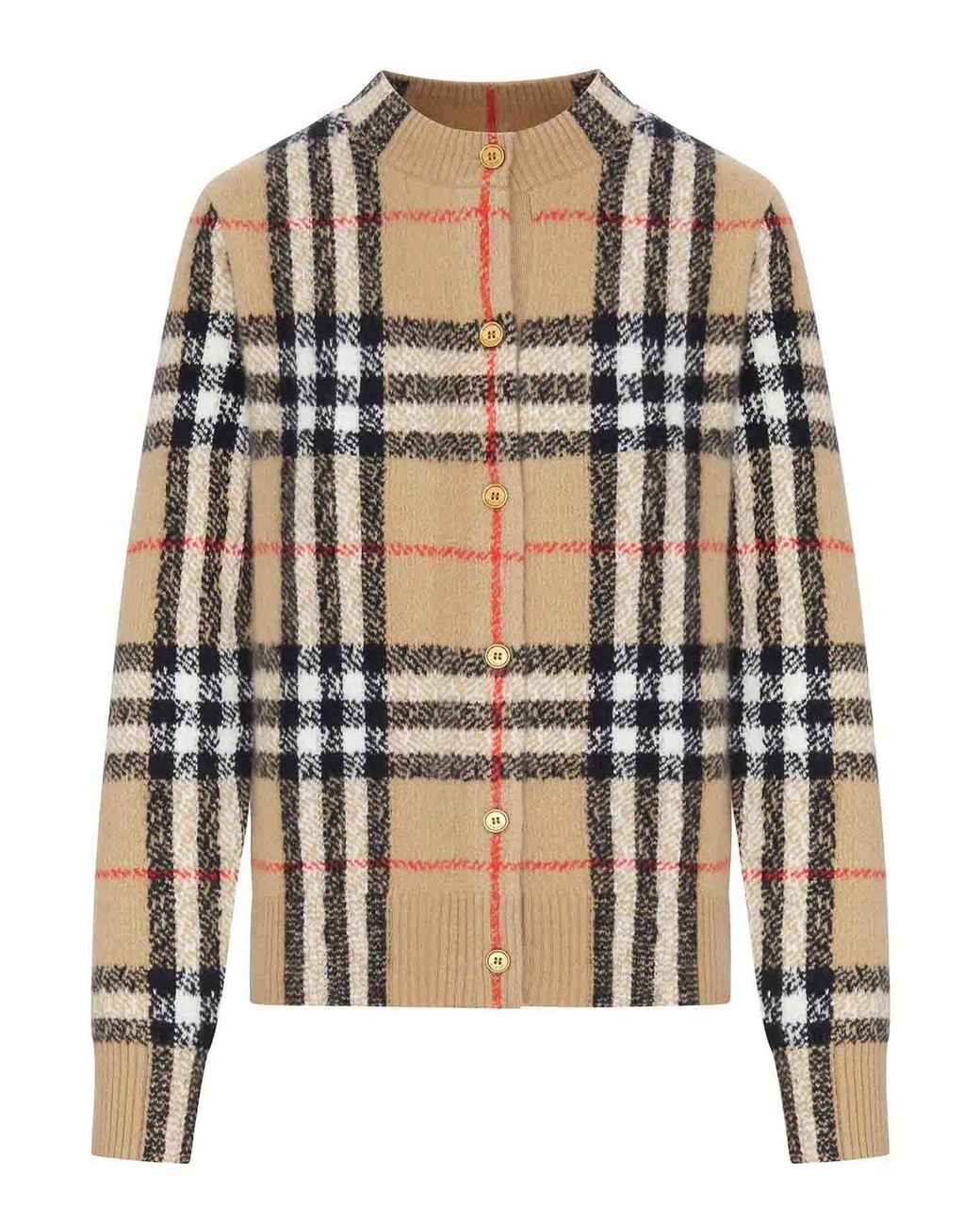 Burberry Multicolor Check Knit Cardigan With Buttons