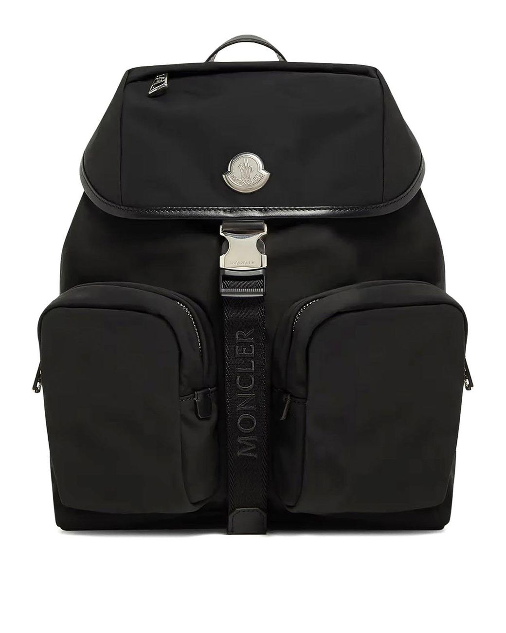 Moncler Black Nylon Backpack With Leather Inserts