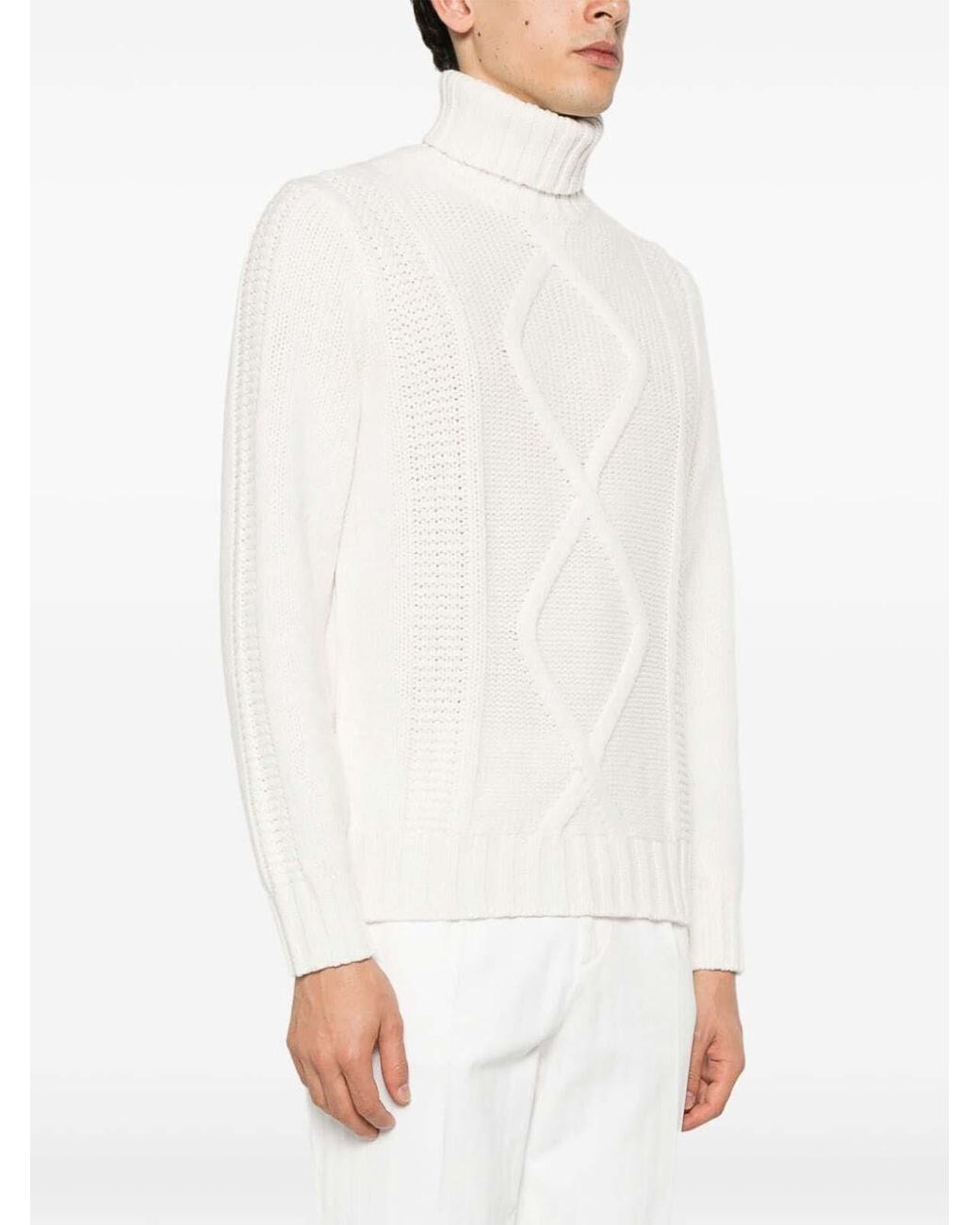 Brunello Cucinelli White Turtle-Neck Sweater for men