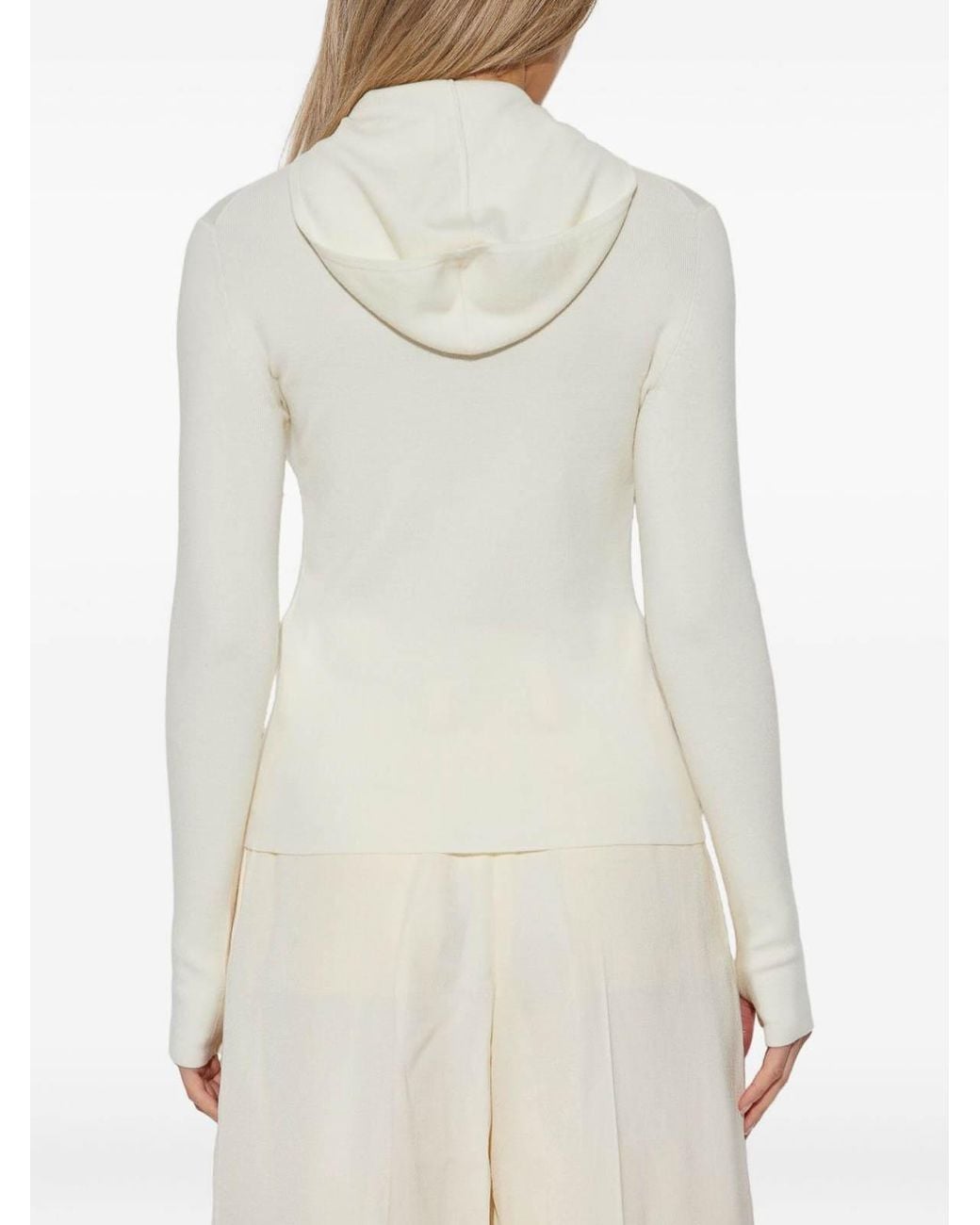 Victoria Beckham White Zip-Up Hooded Jacket