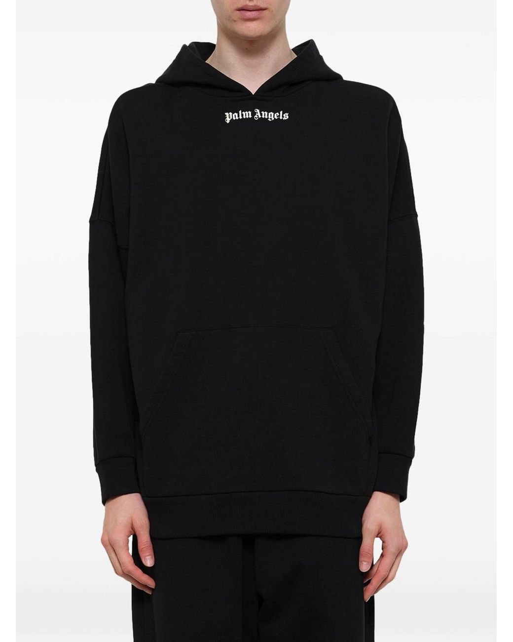 Palm Angels Black Cotton Hoodie With Logo for men