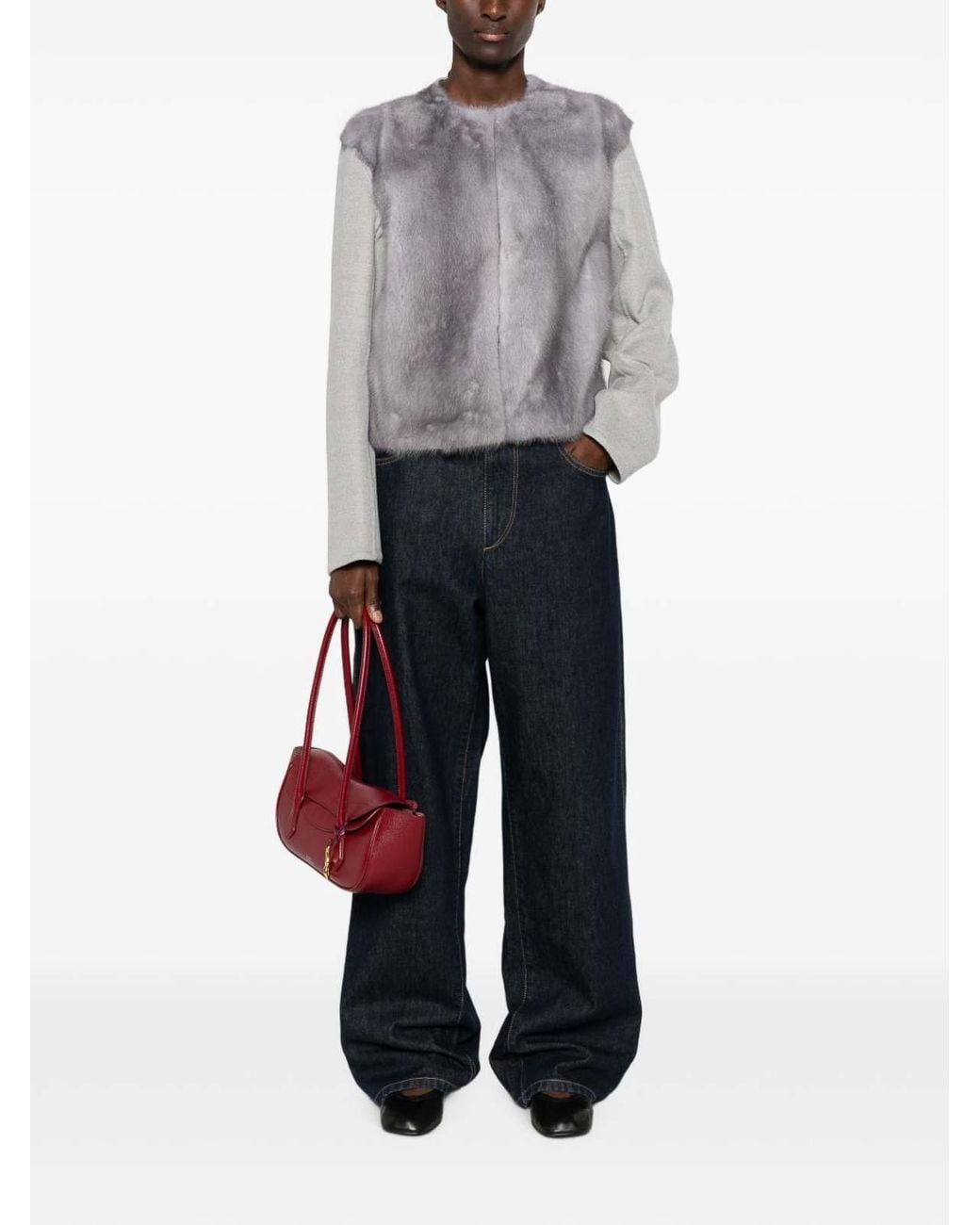 Fabiana Filippi Gray Mink Fur Jacket