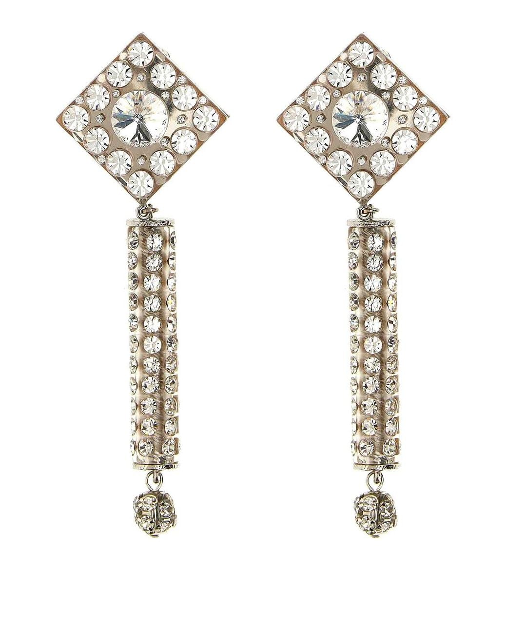 Alessandra Rich White Crystal Earrings