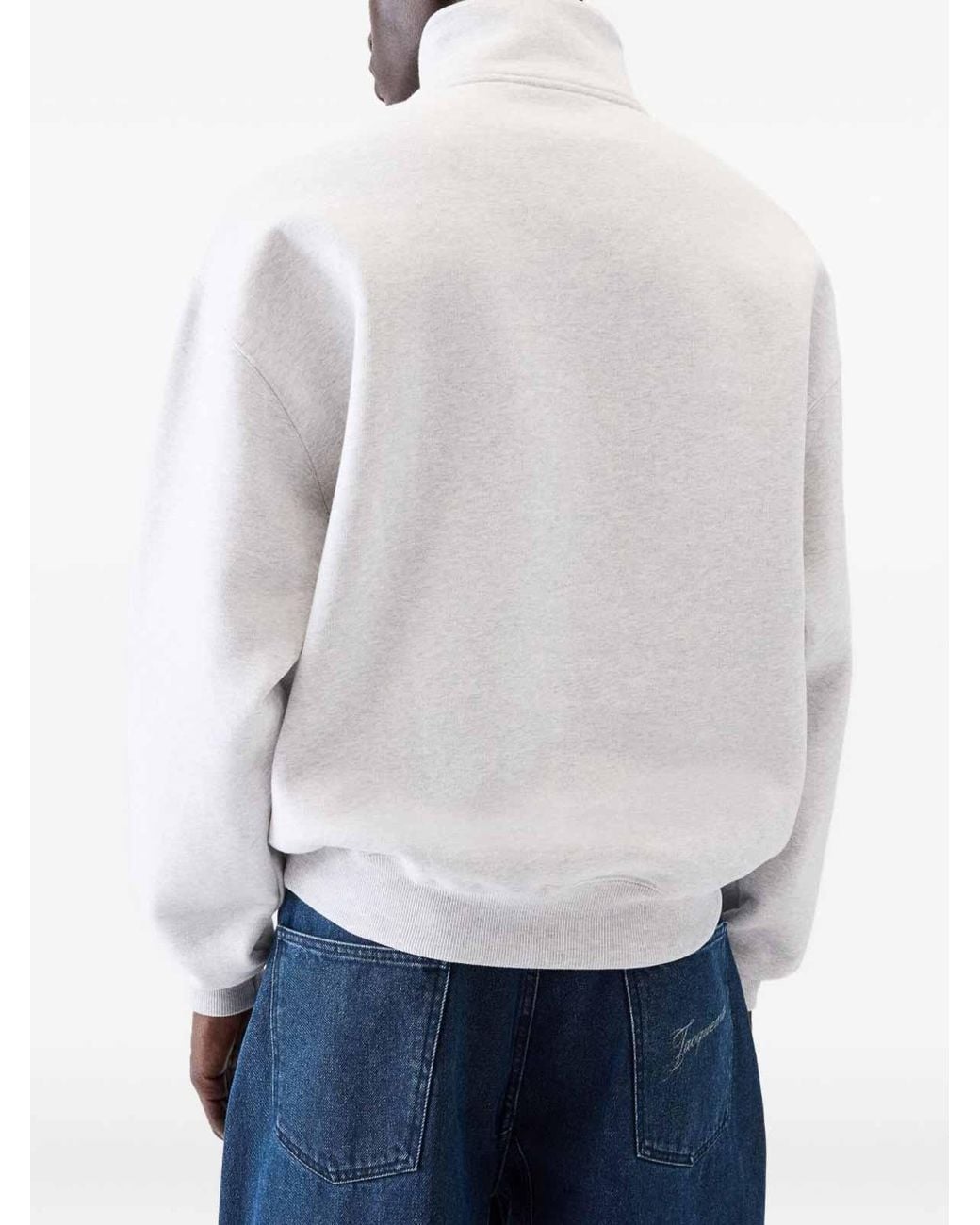Jacquemus White Light Zip-Up Sweatshirt With High Collar for men
