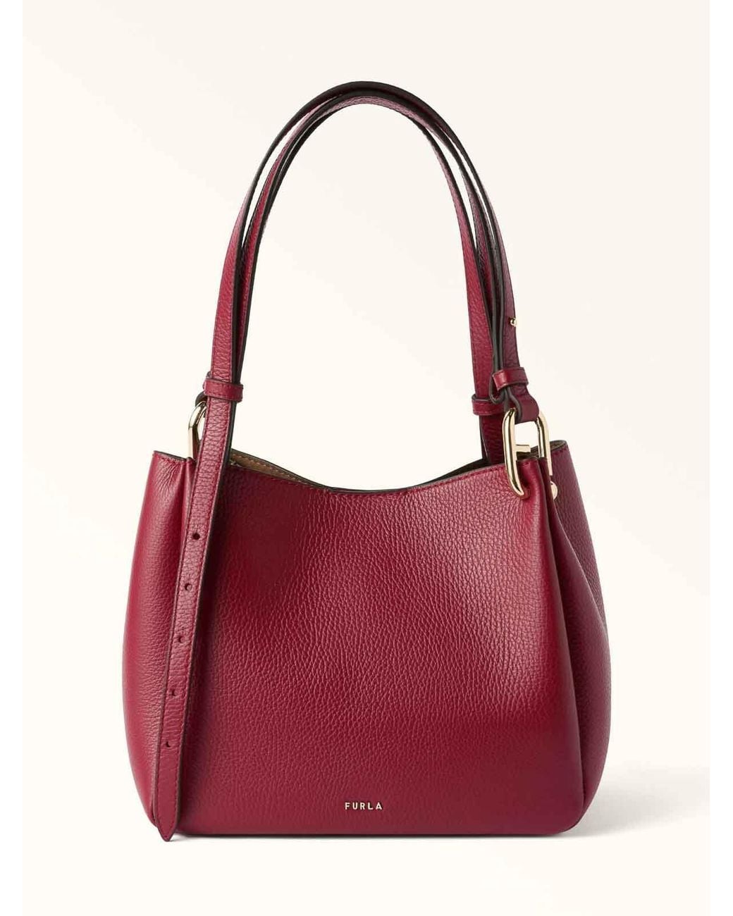 Furla Red Nuvola M Cherry Leather Tote Bag
