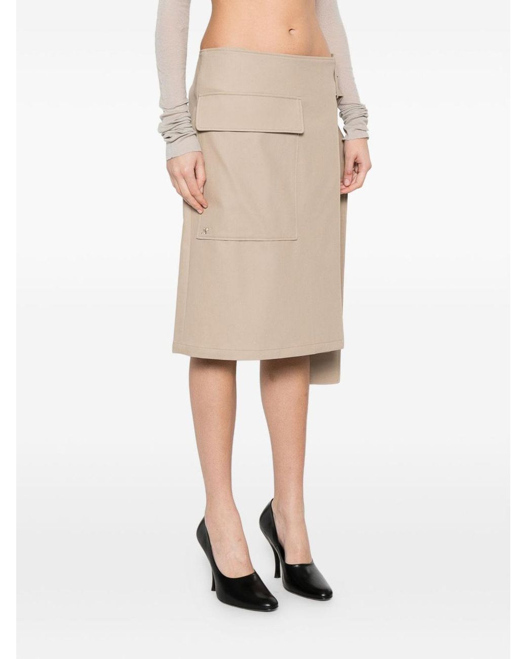 Courreges Natural Midi Skirt With Belt