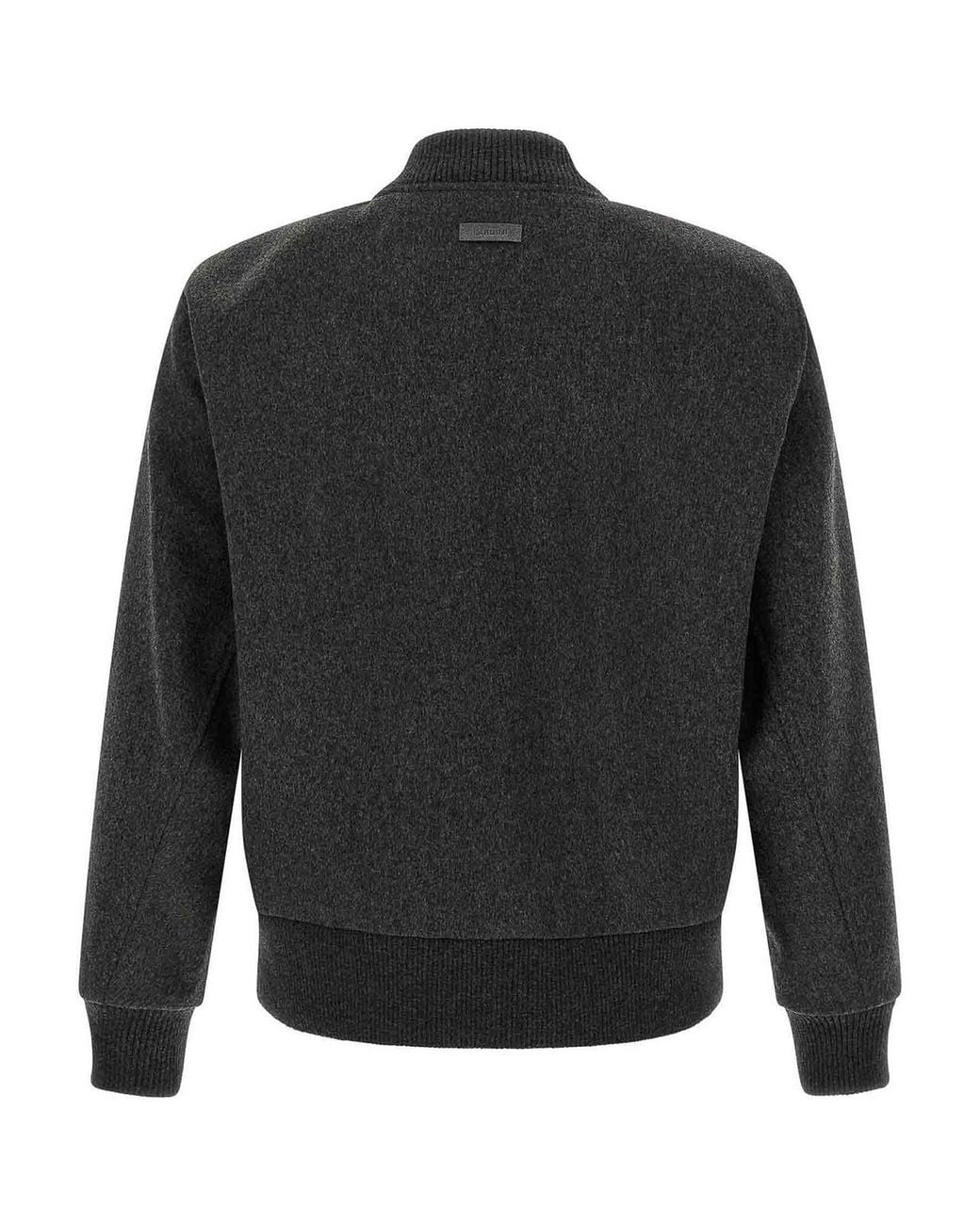 Lardini Gray Mlange Wool Bomber Jacket for men