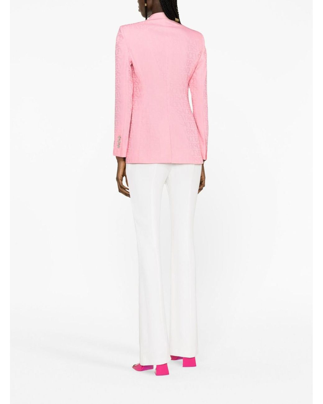 Versace Pink Logo Jacquard Blazer