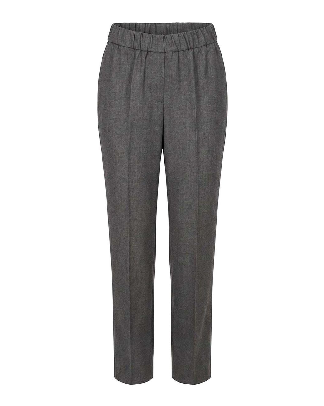 Peserico Gray Elasticated-Waistband Pressed-Crease Trousers