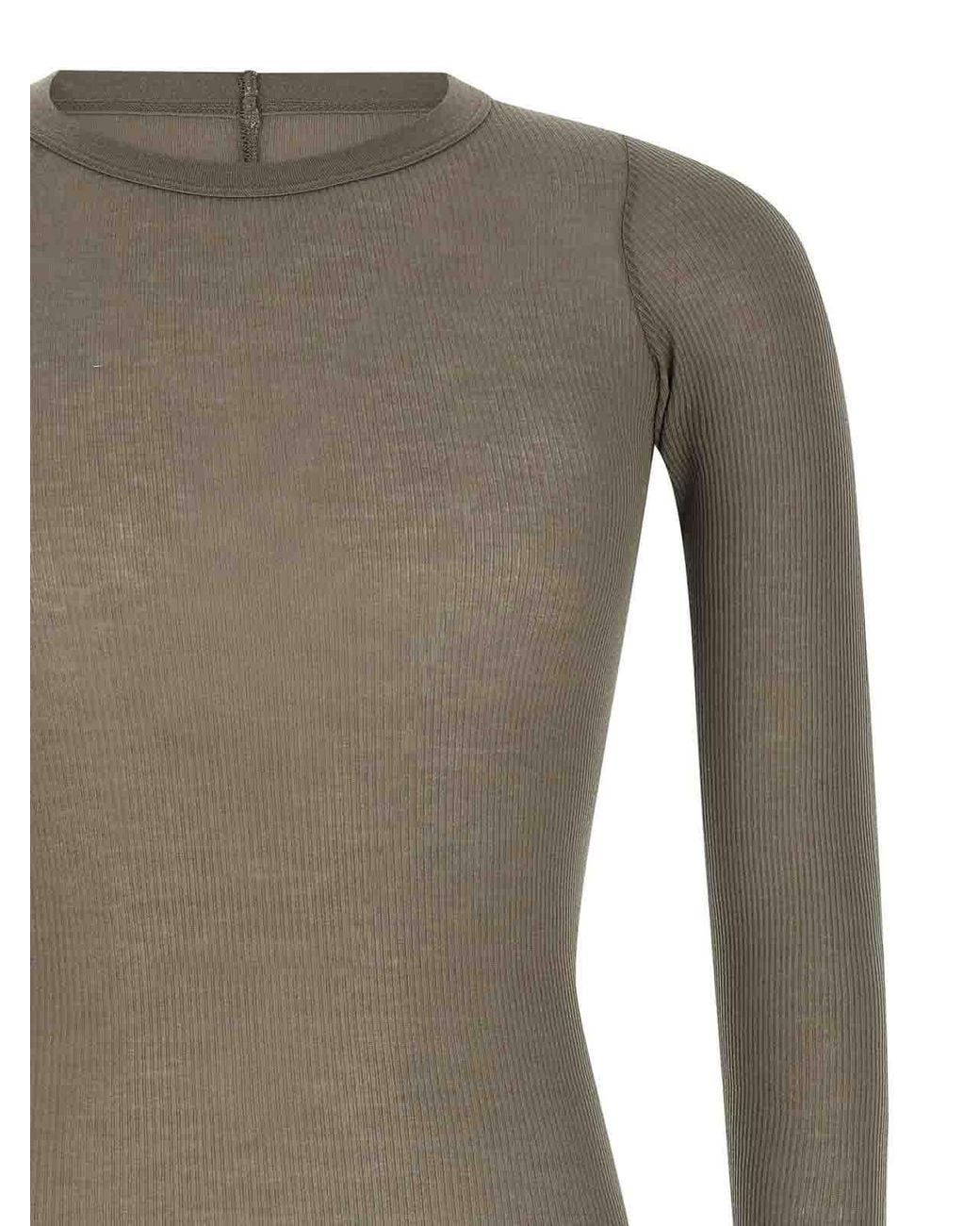 Rick Owens Gray Rib Ls T' T-Shirt for men