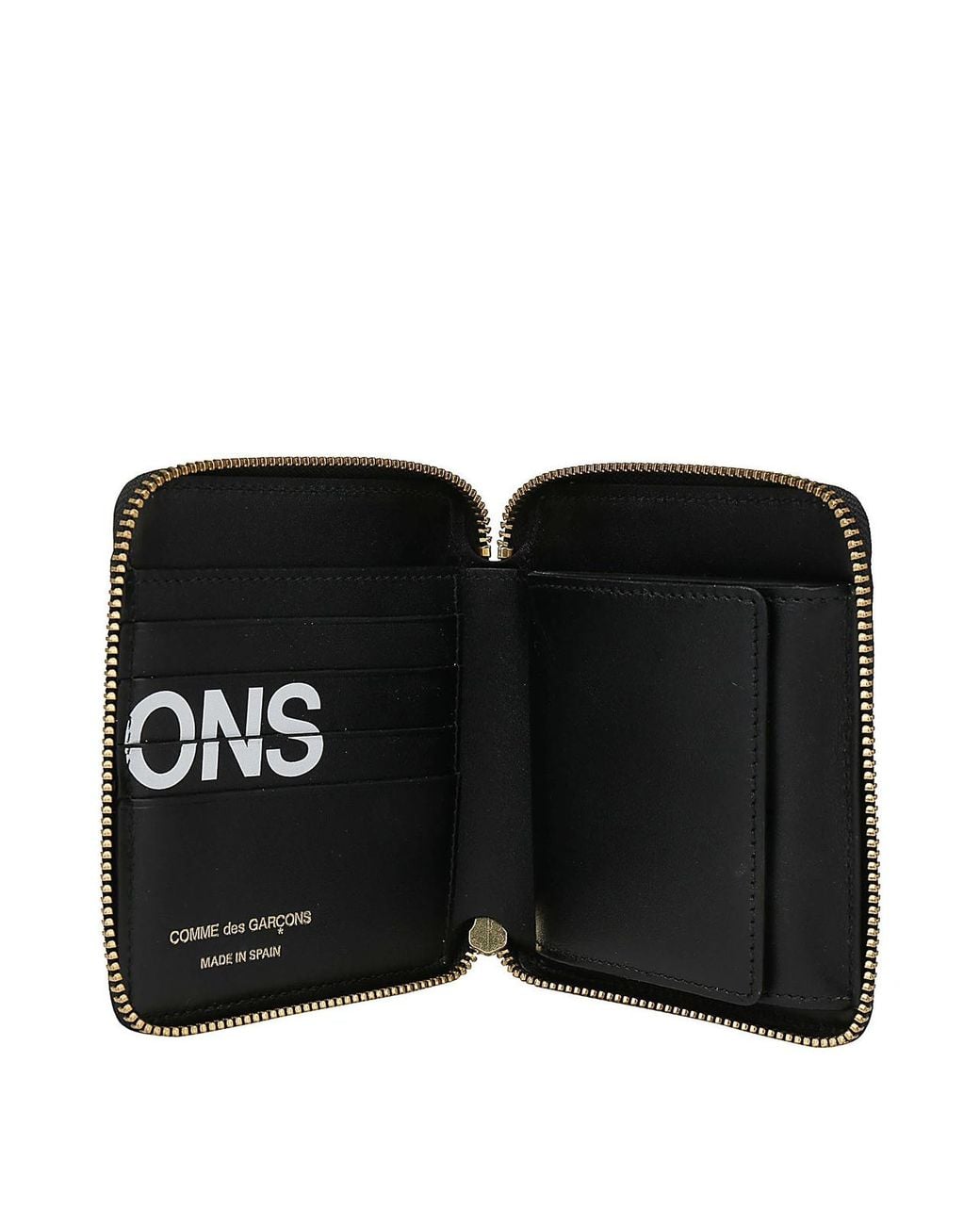Comme des Garçons Black Leather Zipped Bi-Fold Wallet for men