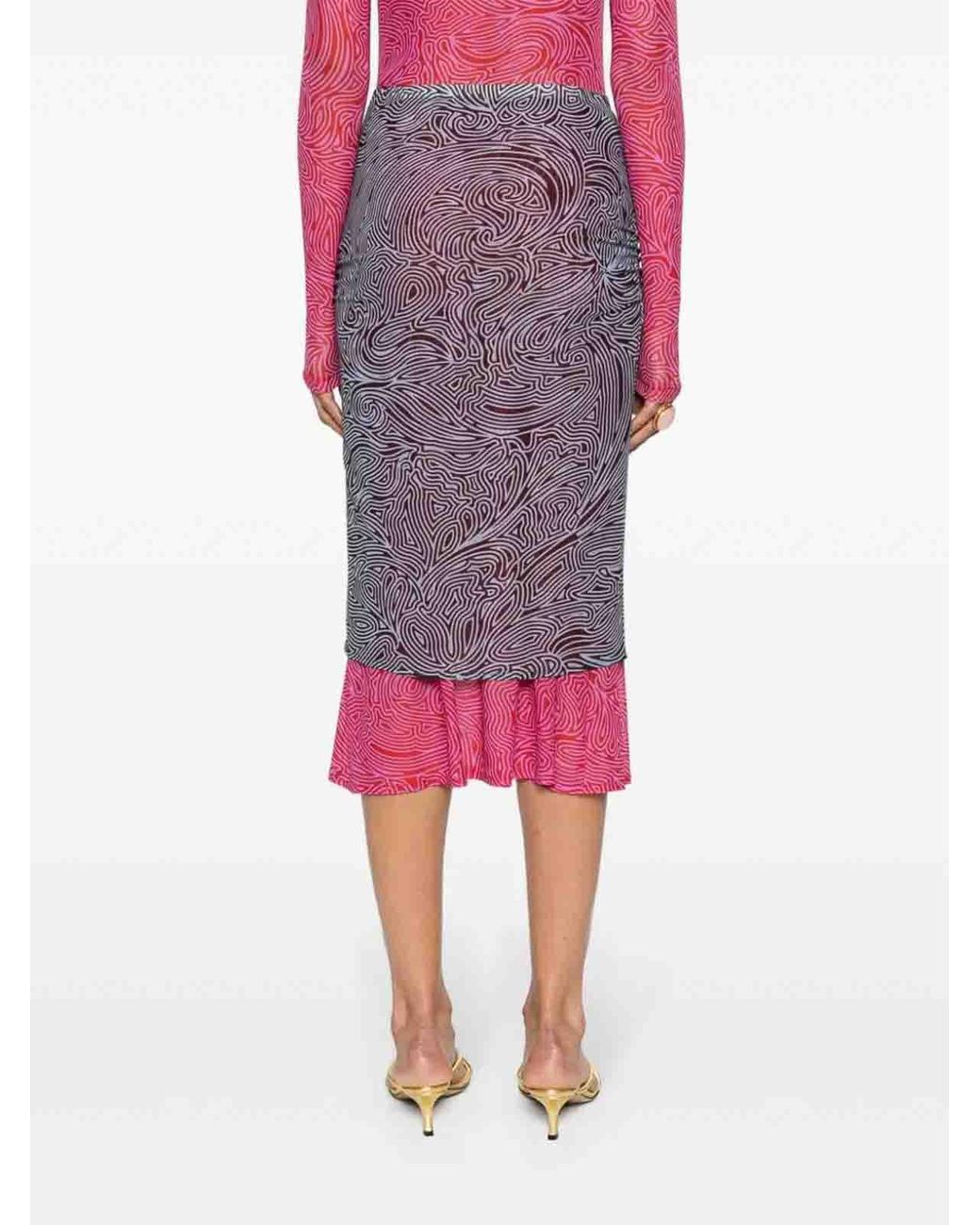 Dries Van Noten Purple Midi Skirt