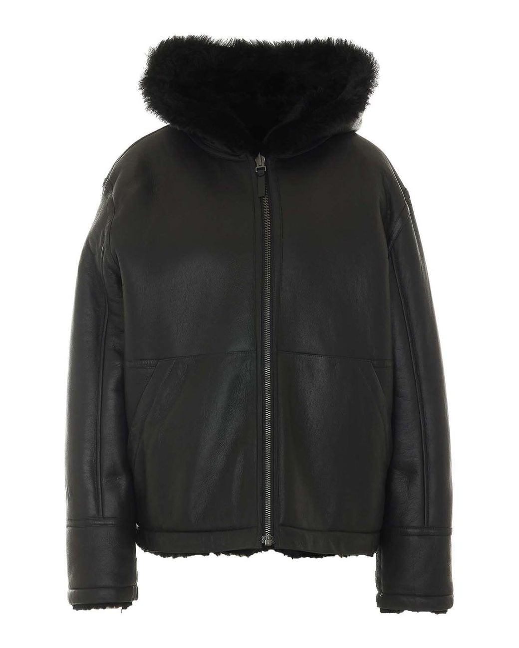 Yves Salomon Black Reversible Aviateur Shearling Jacket for men