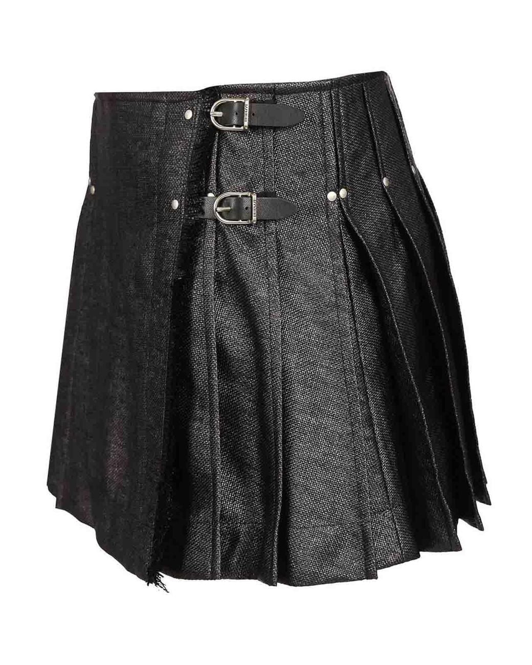 DURAZZI MILANO Black Tweed Kilt Skirt