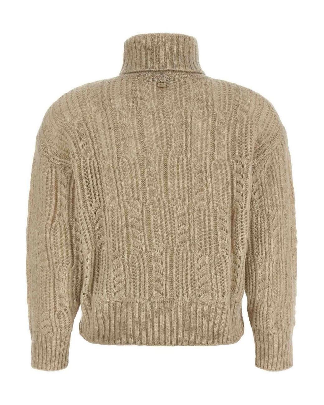 Agnona Natural Openwork Turtleneck Sweater
