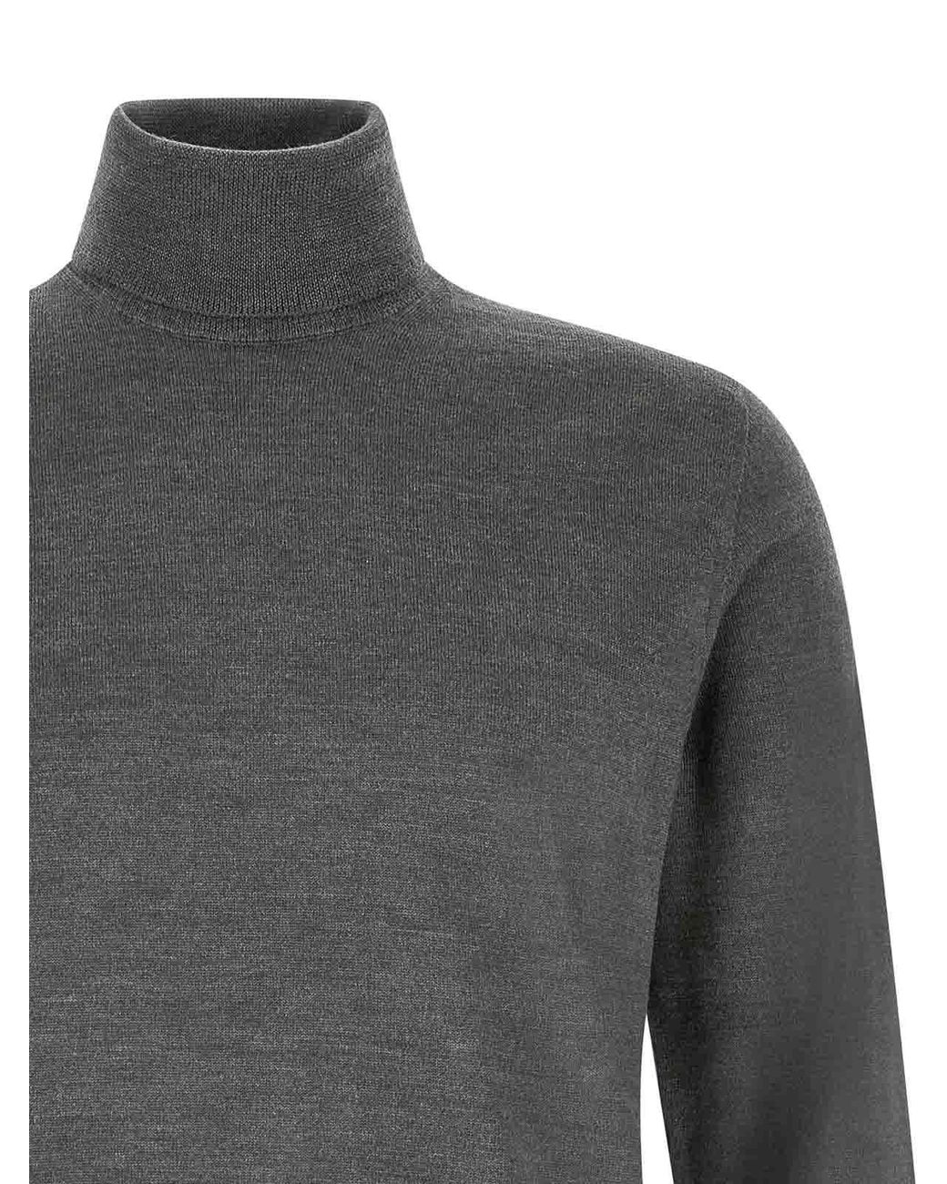 Zanone Gray Turtle-Neck Sweater for men