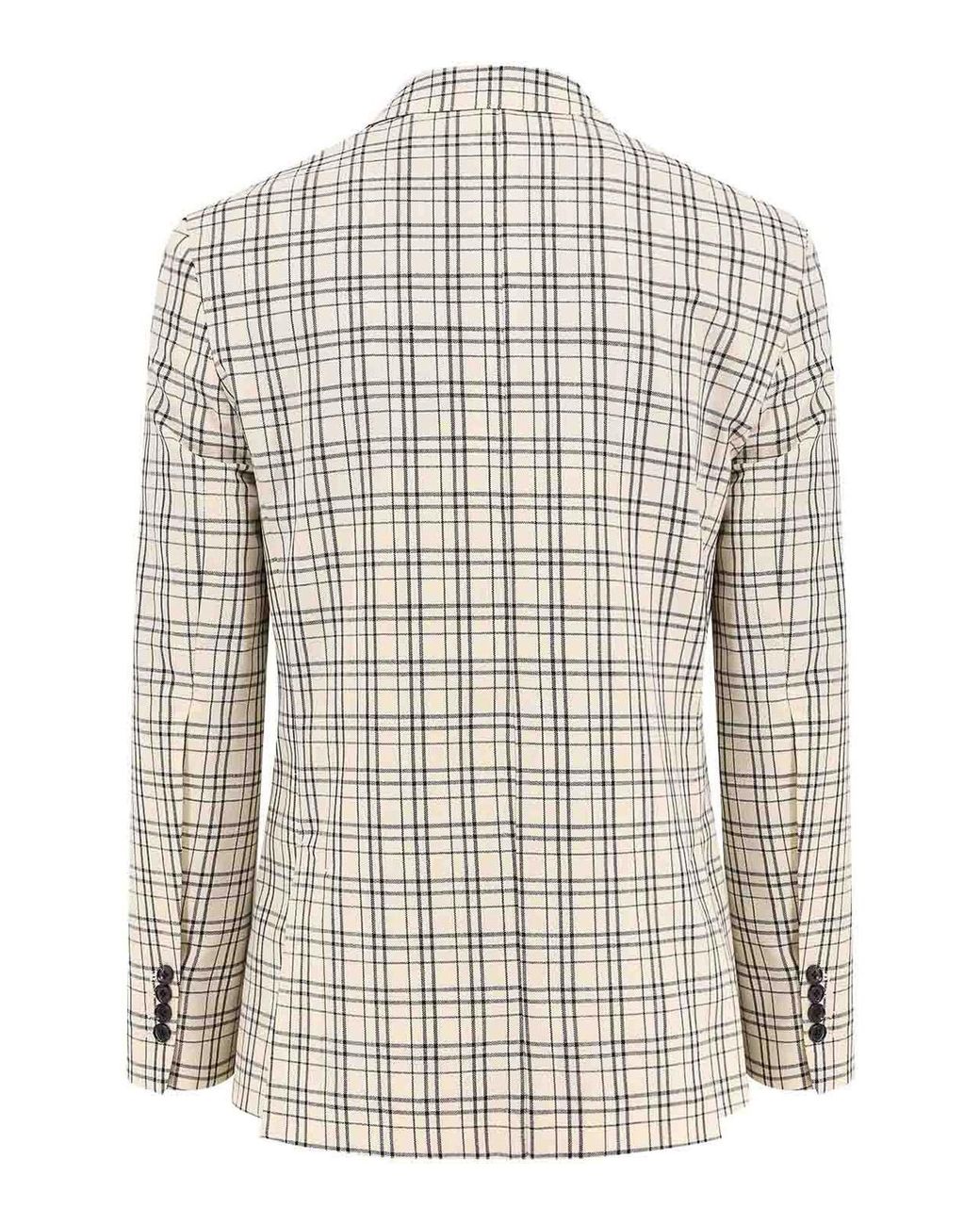 AMI White Checkered Wool Suit Jacket With Notched Lapels for men