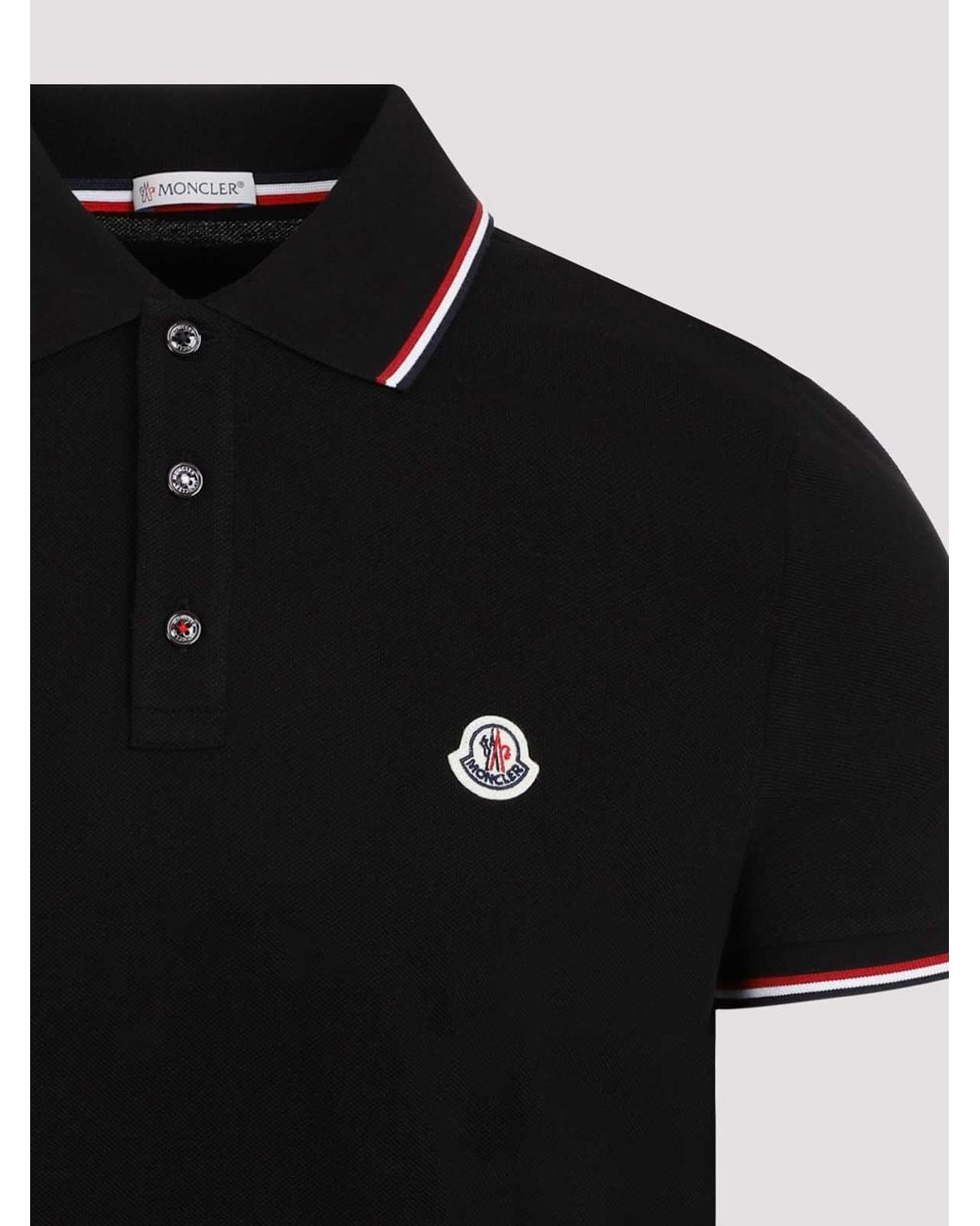 Moncler Black Ss Polo T-Shirt for men