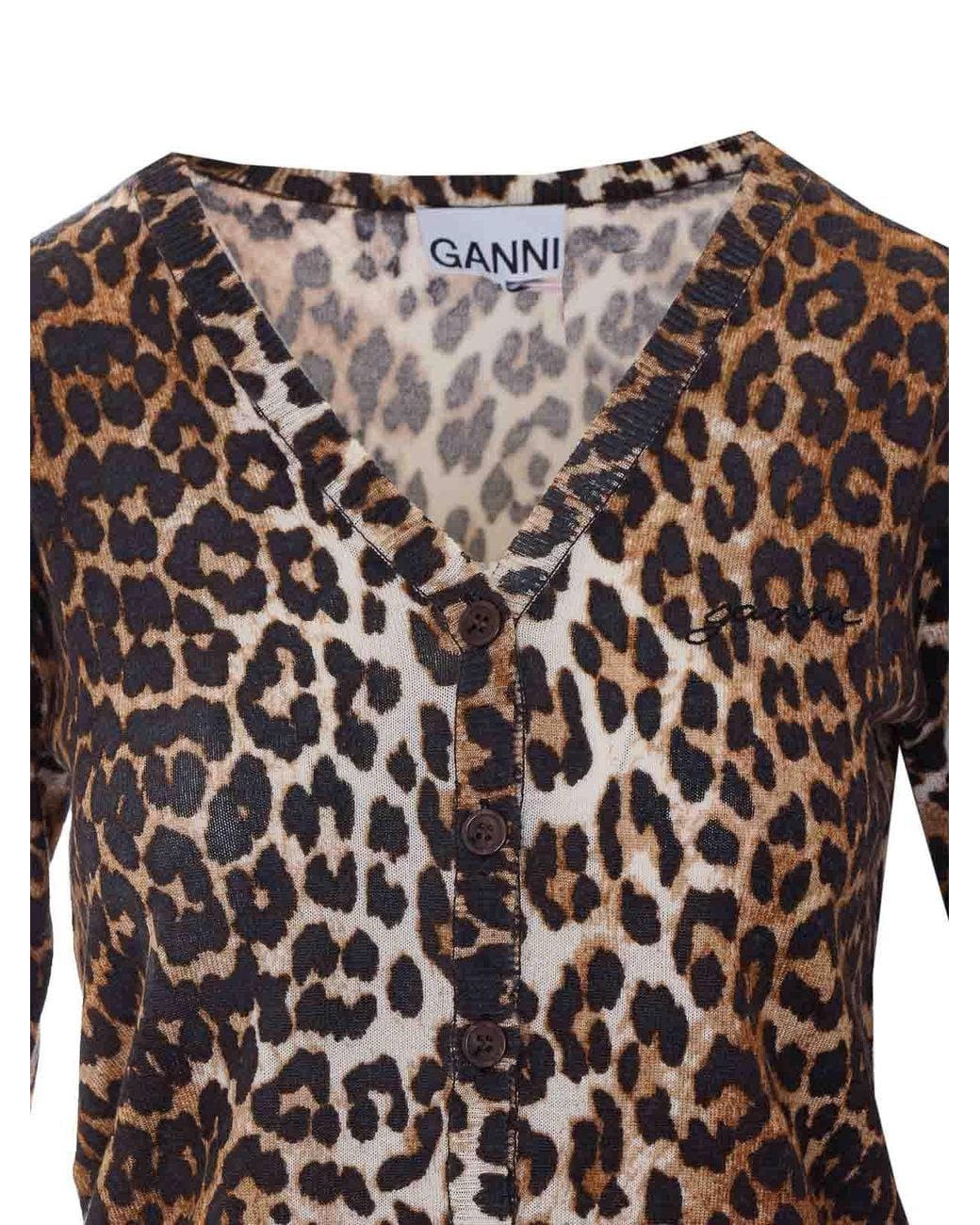 Ganni Black Leo Print Cardigan