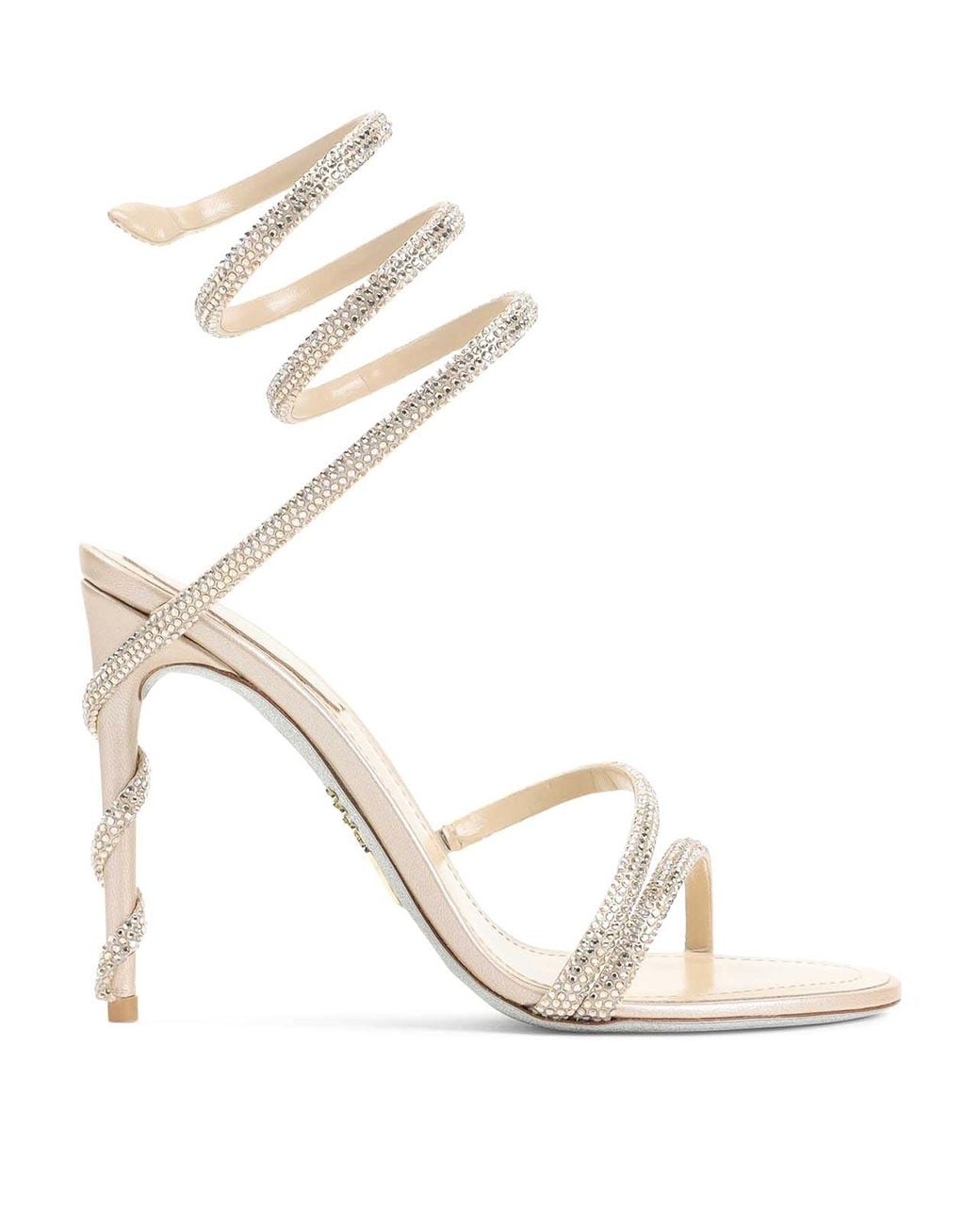 Rene Caovilla White Cleo 105 Crystal Embellished Sandals