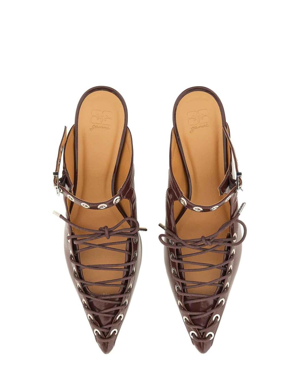 Ganni Brown Mule Lace-Up