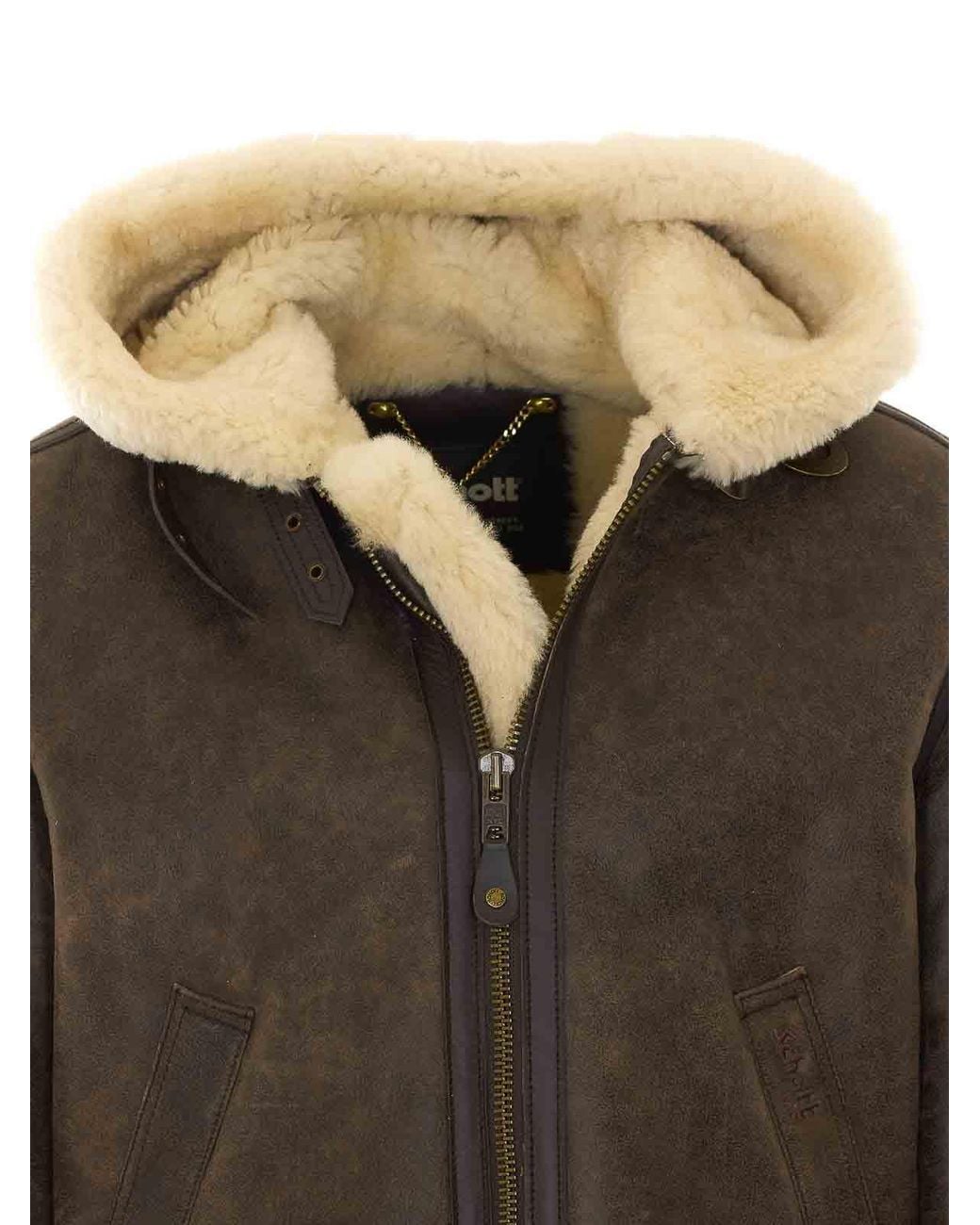 Schott Nyc Green Shearling Jacket for men
