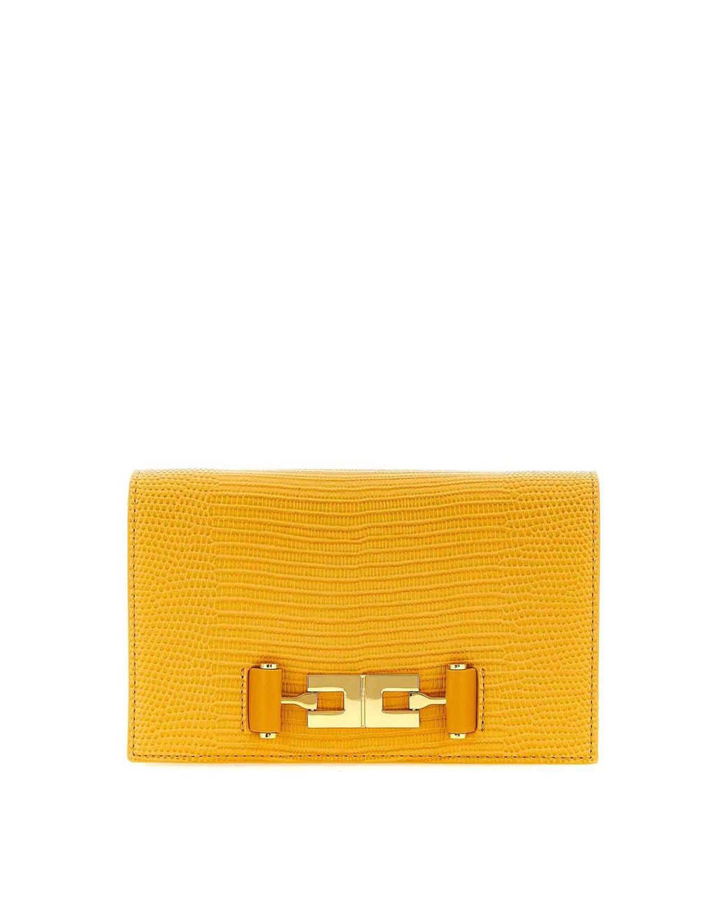 Elisabetta Franchi Orange Lizard Print Crossbody Bag