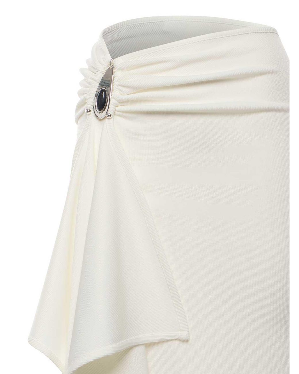 Christopher Esber White Crystal Ribbed Knit Long Skirt