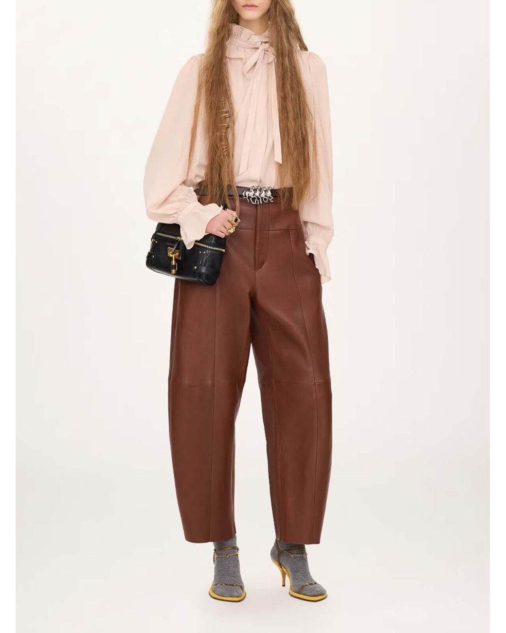 Chloé Pink Crepe De Chine Ruffle And Ribbon Blouse