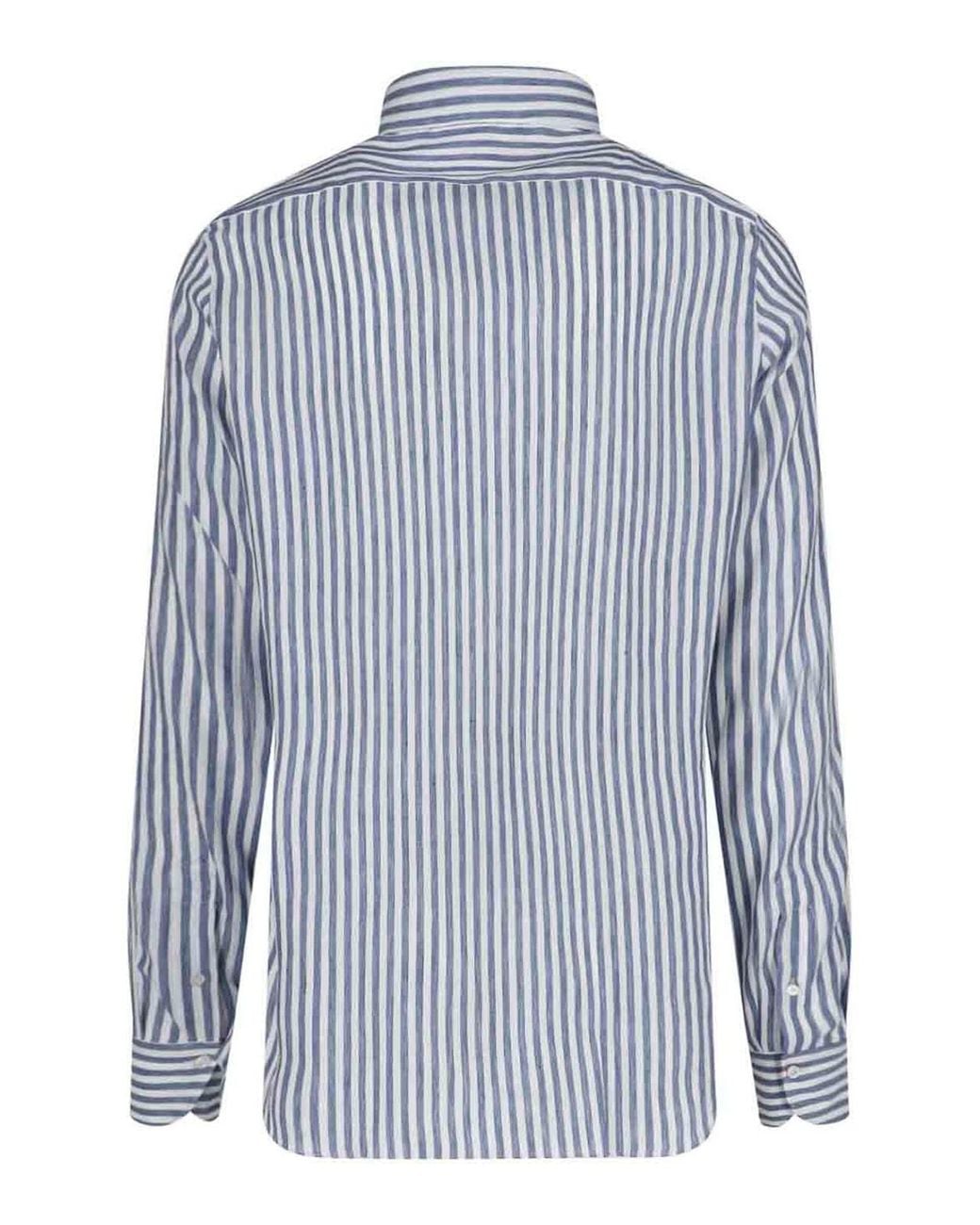 Finamore 1925 Blue Striped Shirt for men