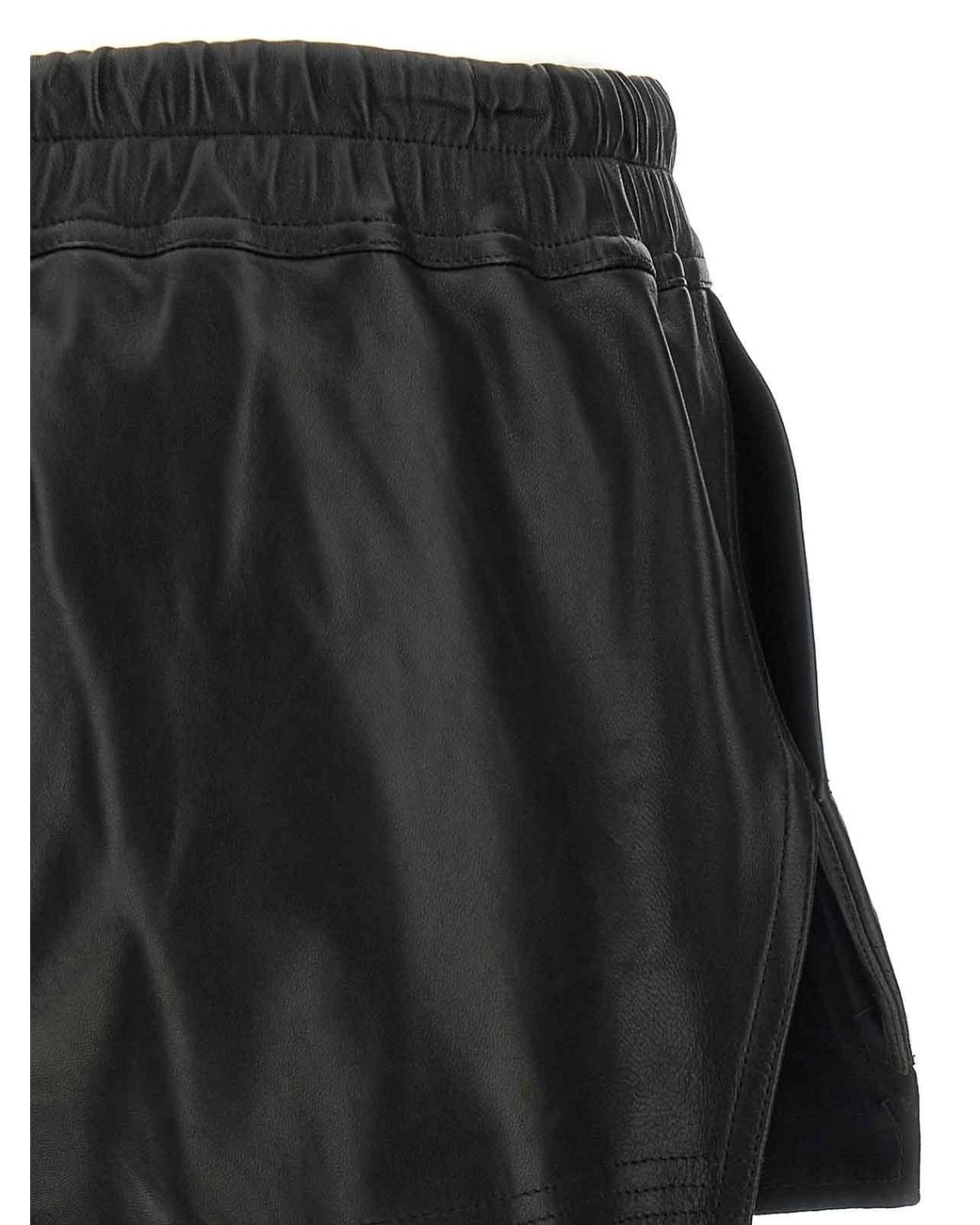 Rick Owens Black Lamb Leather Bermuda Shorts