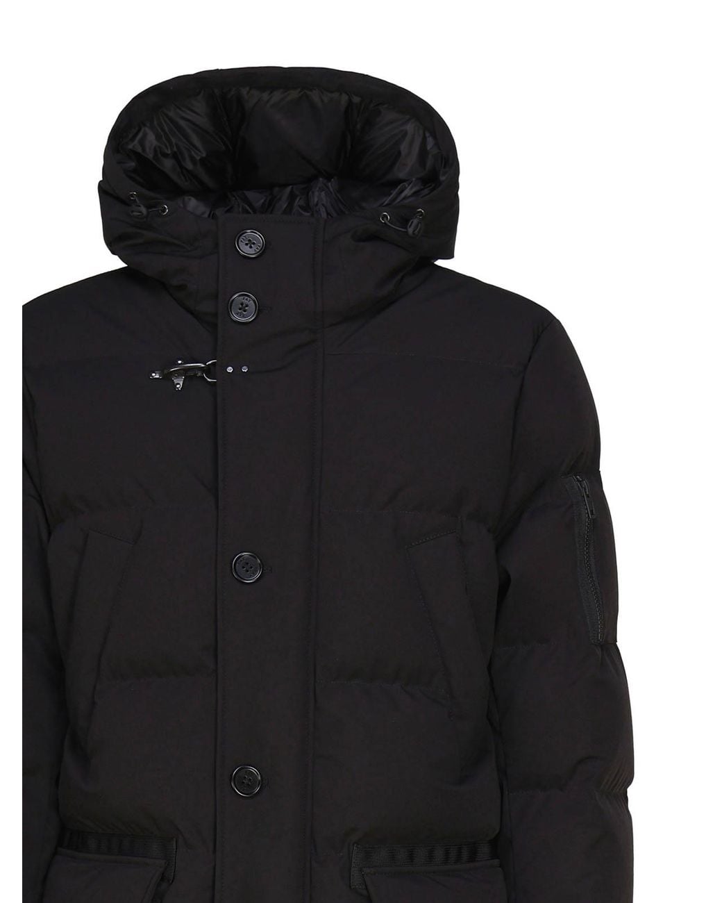 Fay Black Padded Long Coat for men