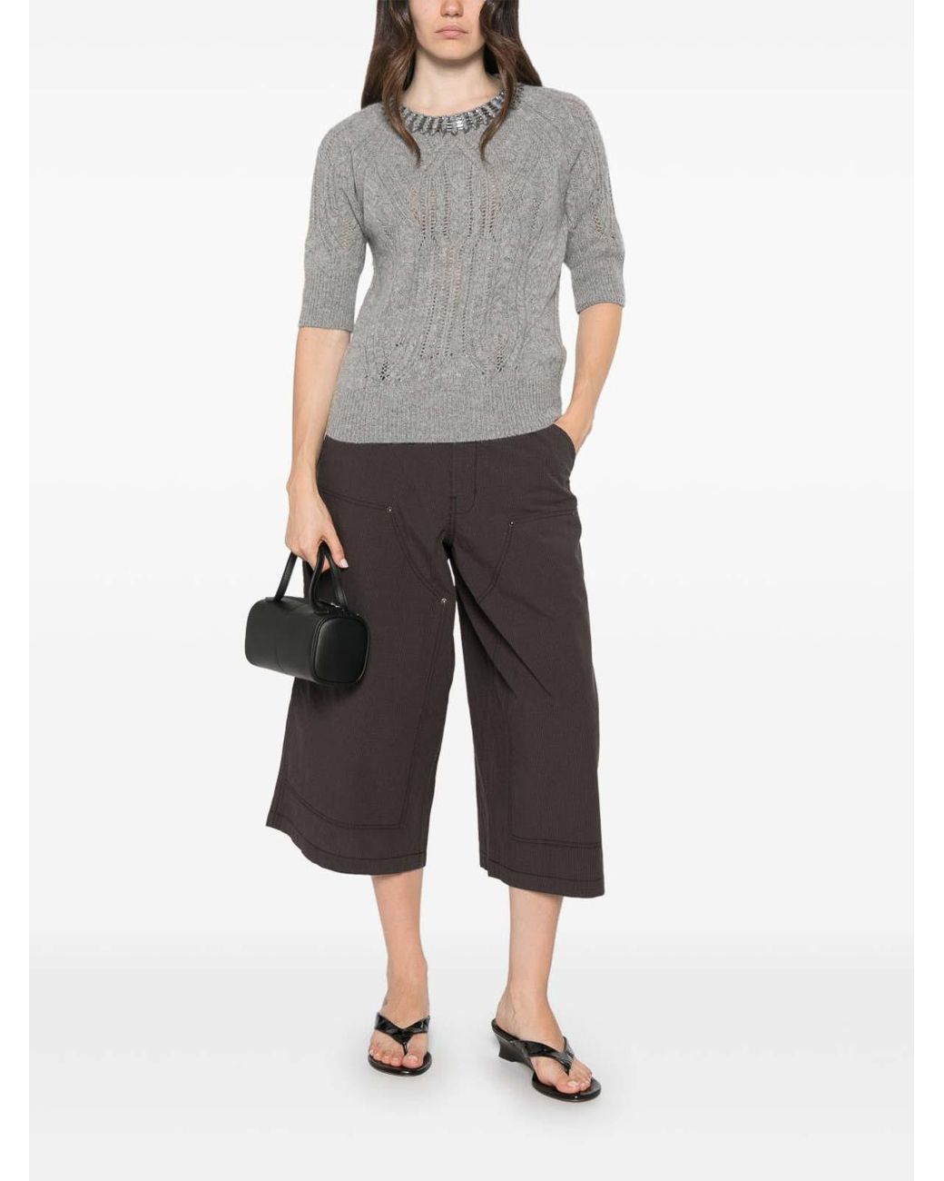 Ermanno Scervino Gray Cashmere Crewneck Sweater