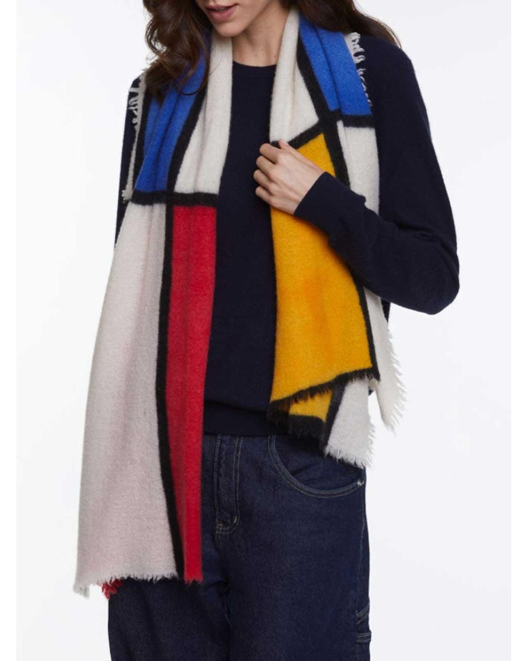 Faliero Sarti Patos Colour-Block Cashmere Scarf in White | Lyst