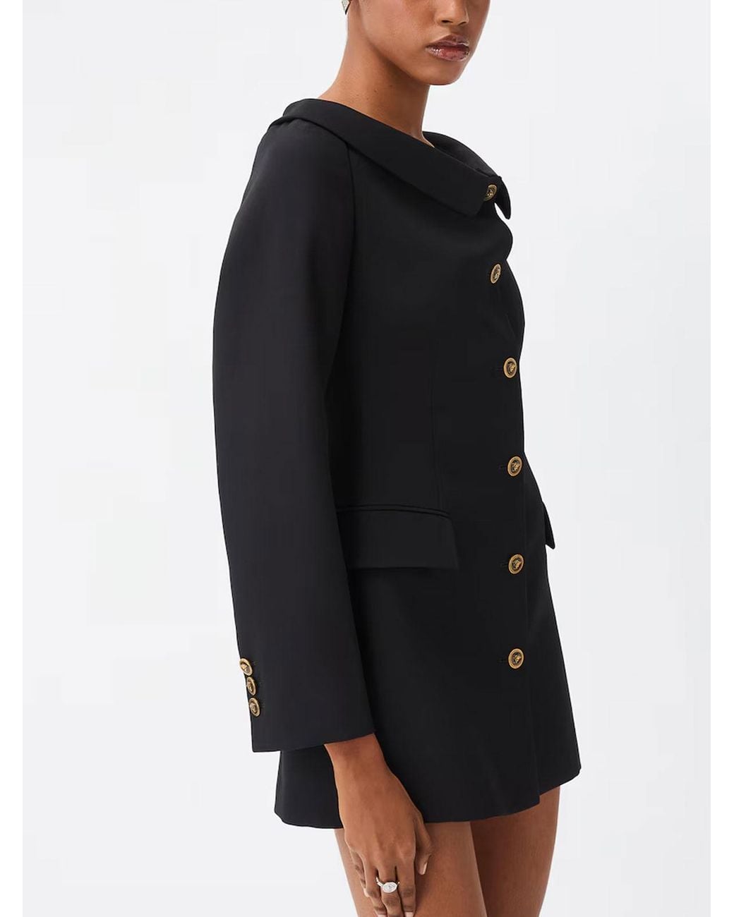 Versace Black Grain De Poudre Wool Mini Dress