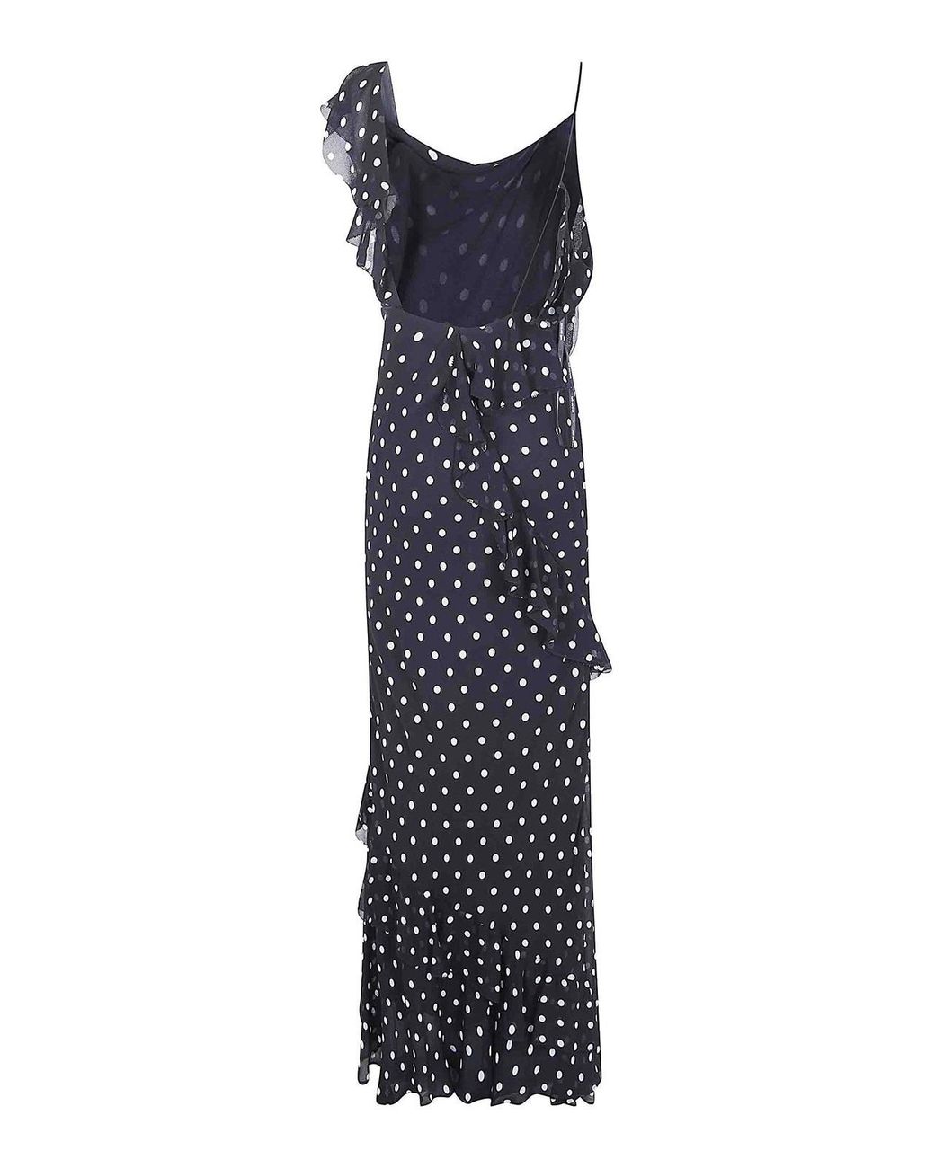 Self-Portrait Blue Polka Dot Georgette Maxi Dress