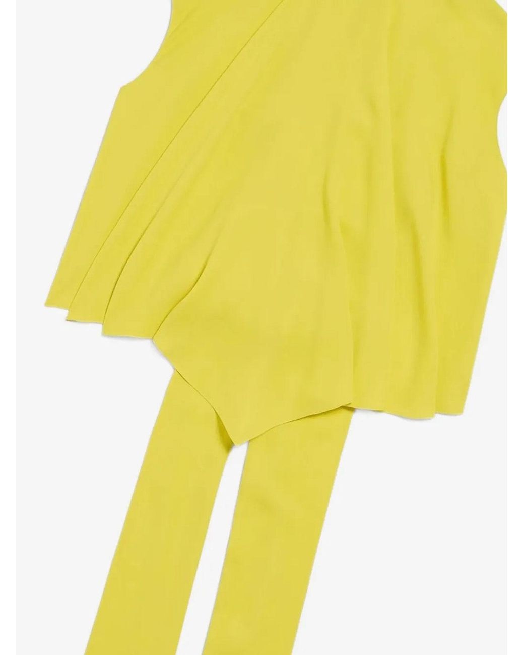 Balenciaga Yellow Silk Pussy-Bow Top