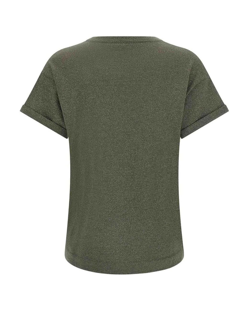 Brunello Cucinelli Green Sparkling Cashmere-Silk T-Shirt