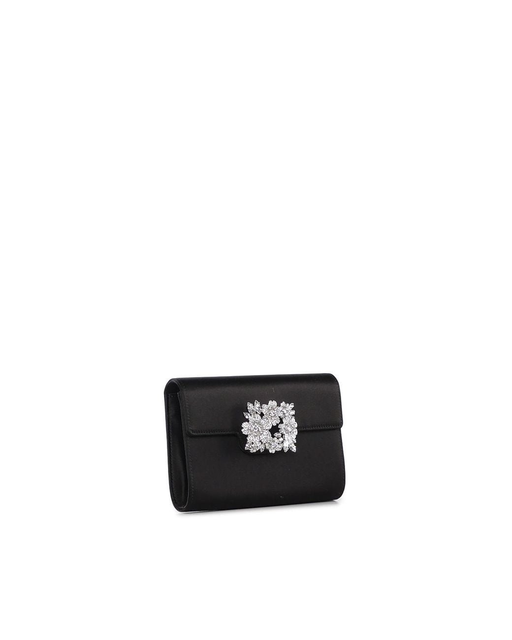 Roger Vivier Black Efflorescence Mini Satin Clutch