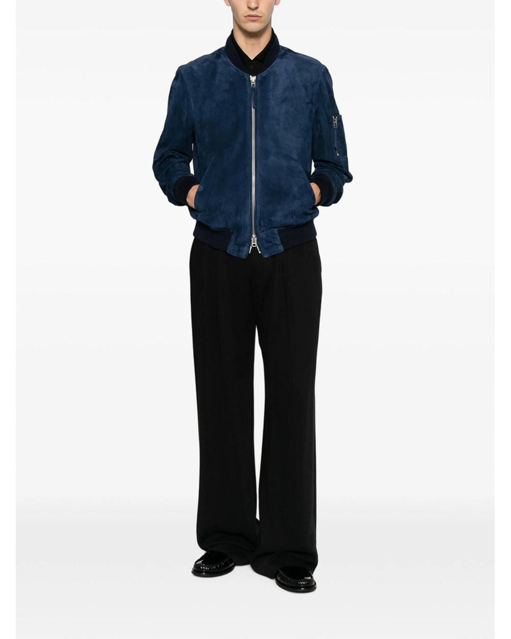 Tom Ford Blue Leather Outerwear for men
