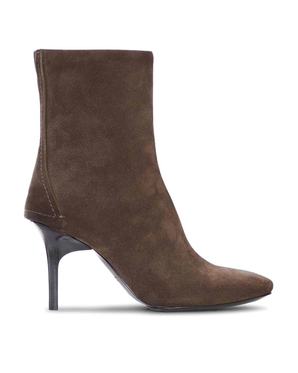 Capasa Brown Suede Ankle Boot With Thin Heel