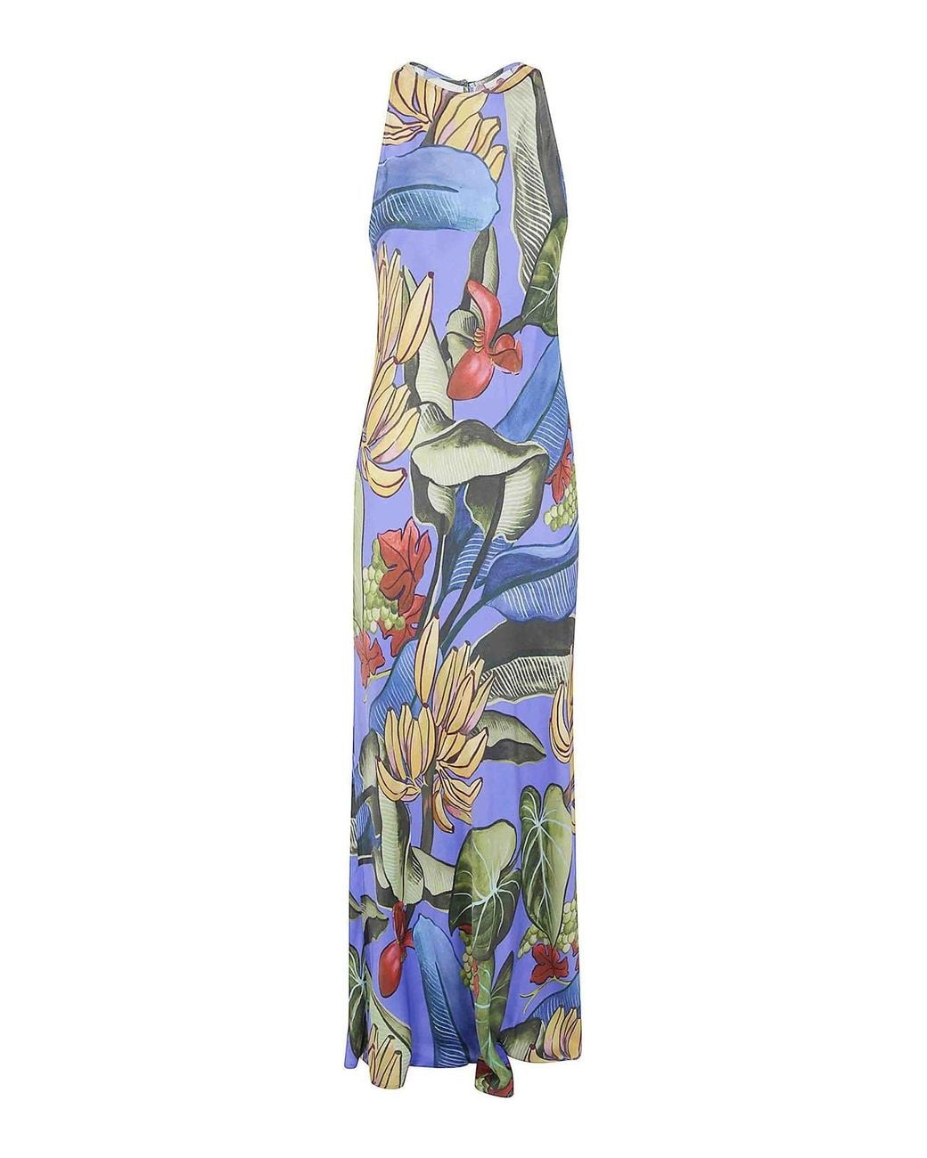 Farm Rio Blue Banana Grapes Sleeveless Maxi Dress