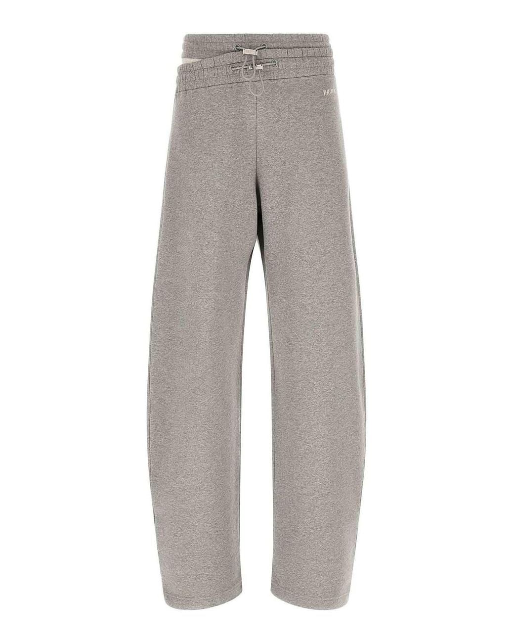 The Attico Gray Asymmetrical Double Waist Trousers